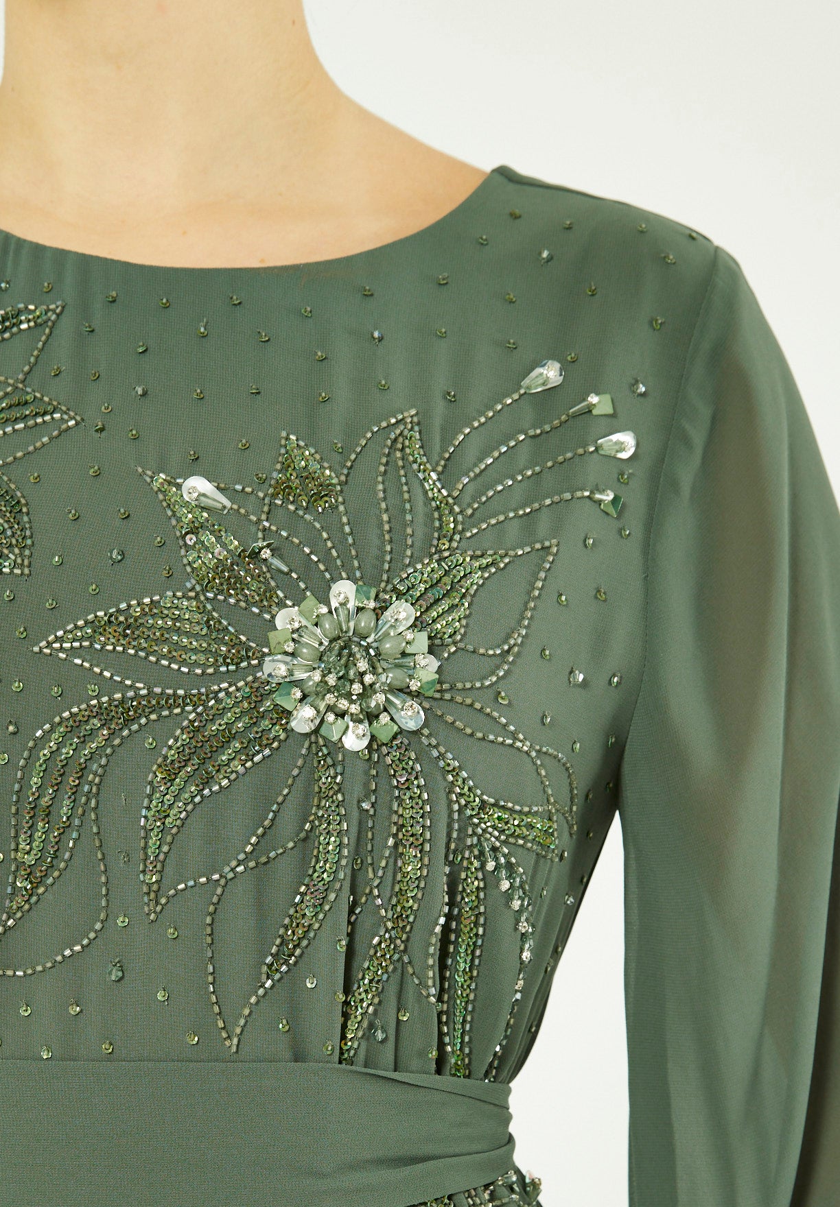 Floral Embellished Radiance Flare Gown