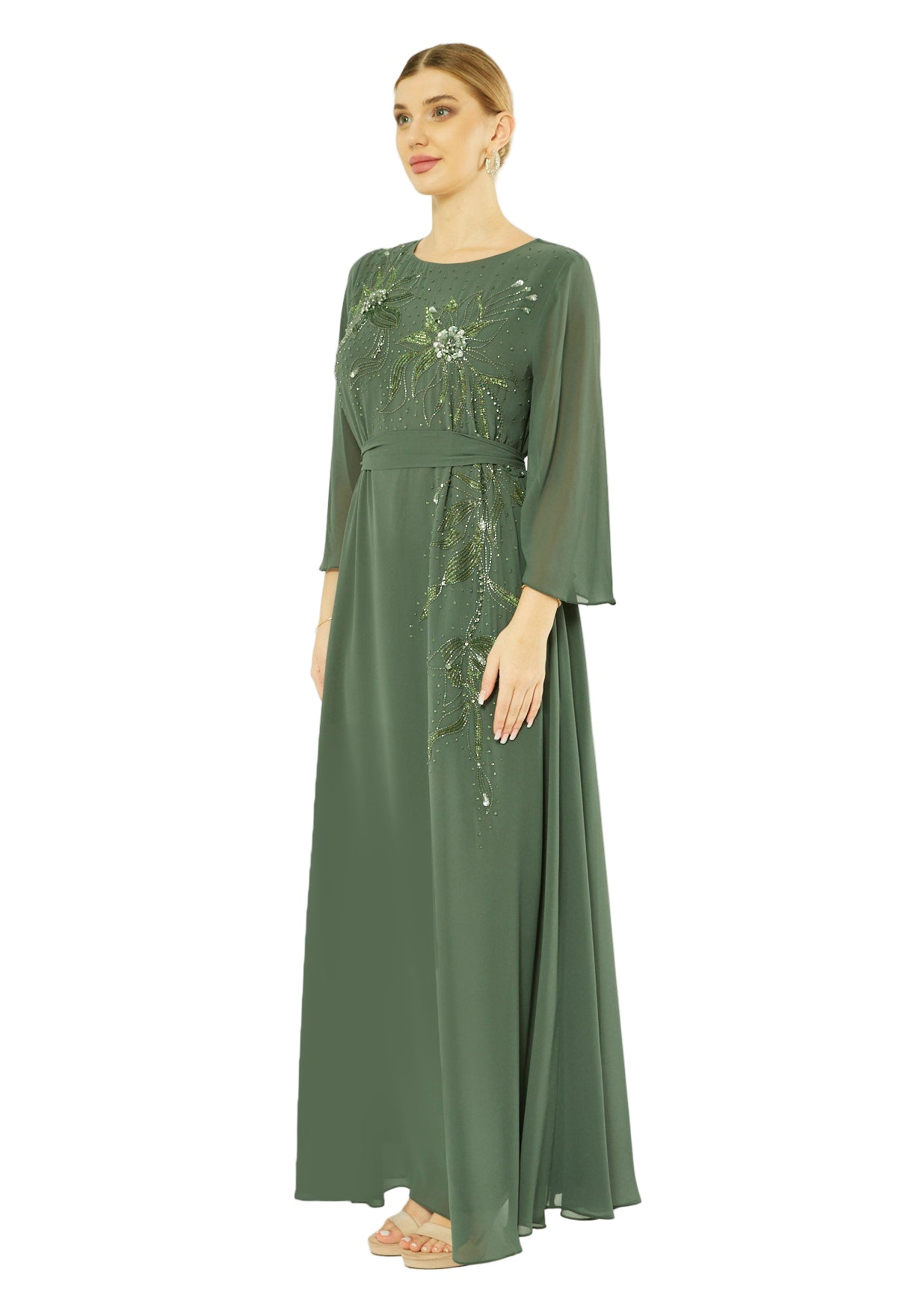 Floral Embellished Radiance Flare Gown