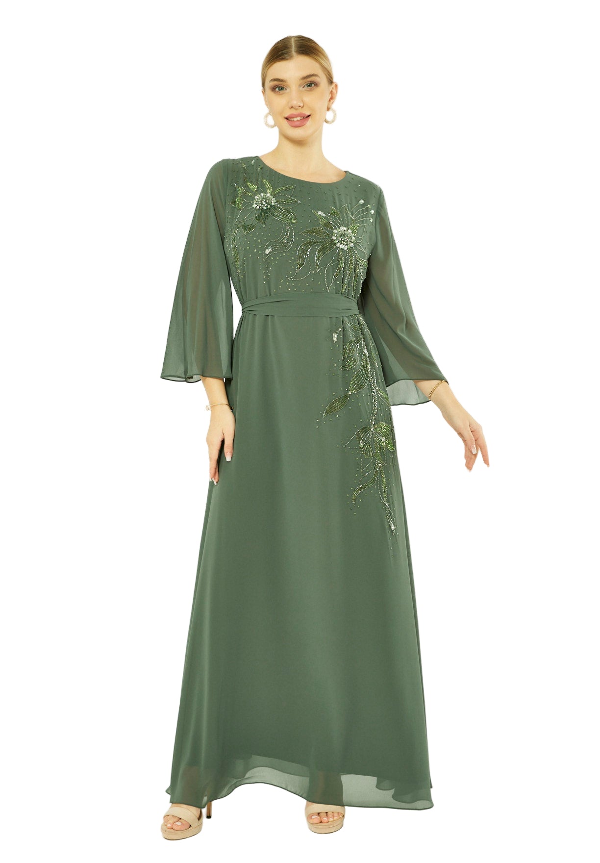 Floral Embellished Radiance Flare Gown