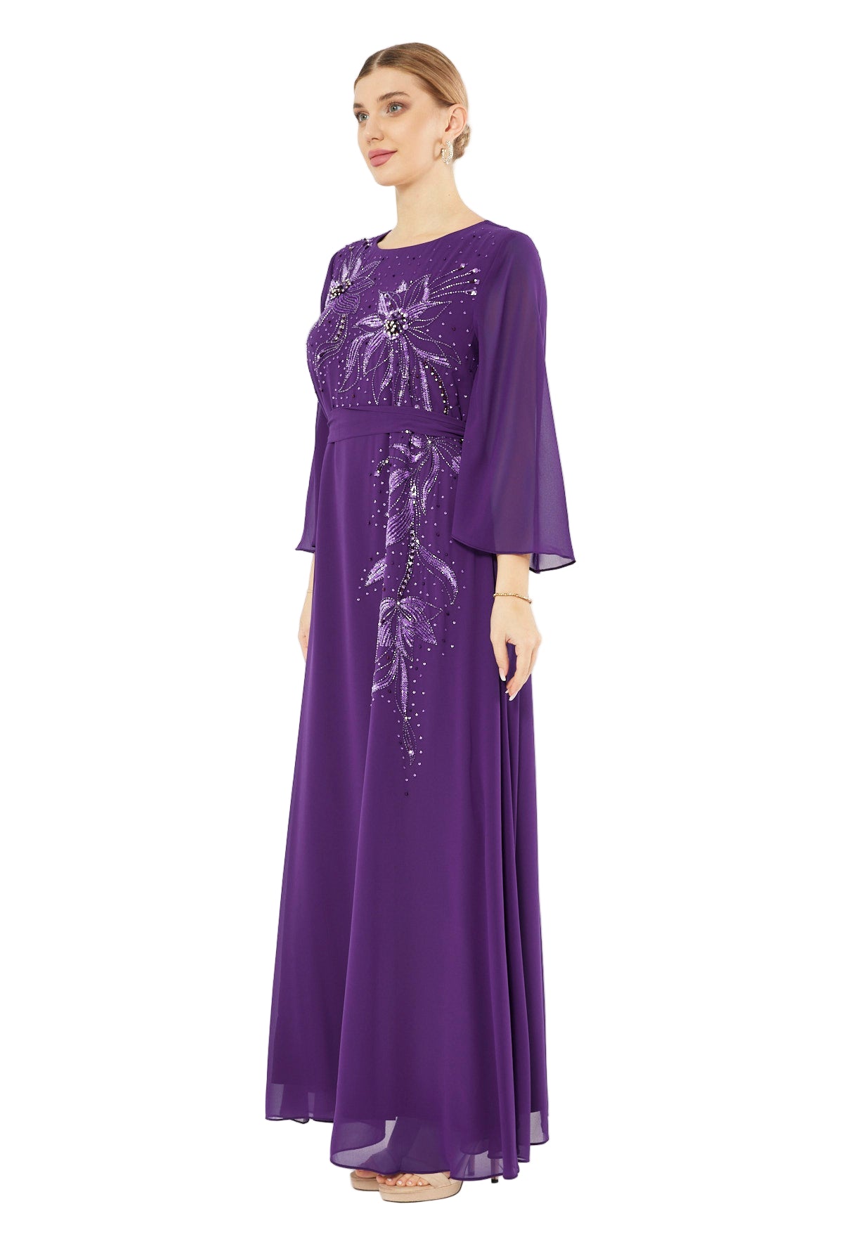 Floral Embellished Radiance Flare Gown