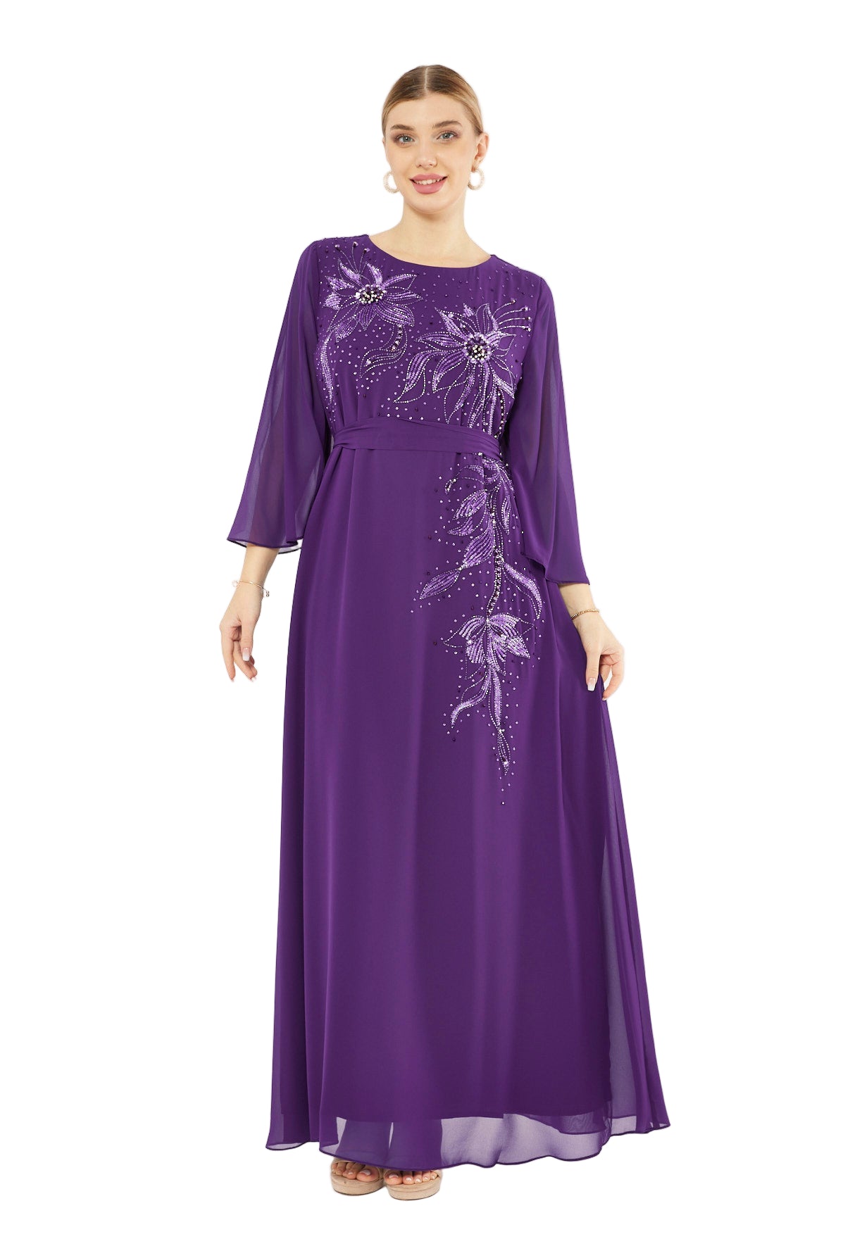 Floral Embellished Radiance Flare Gown
