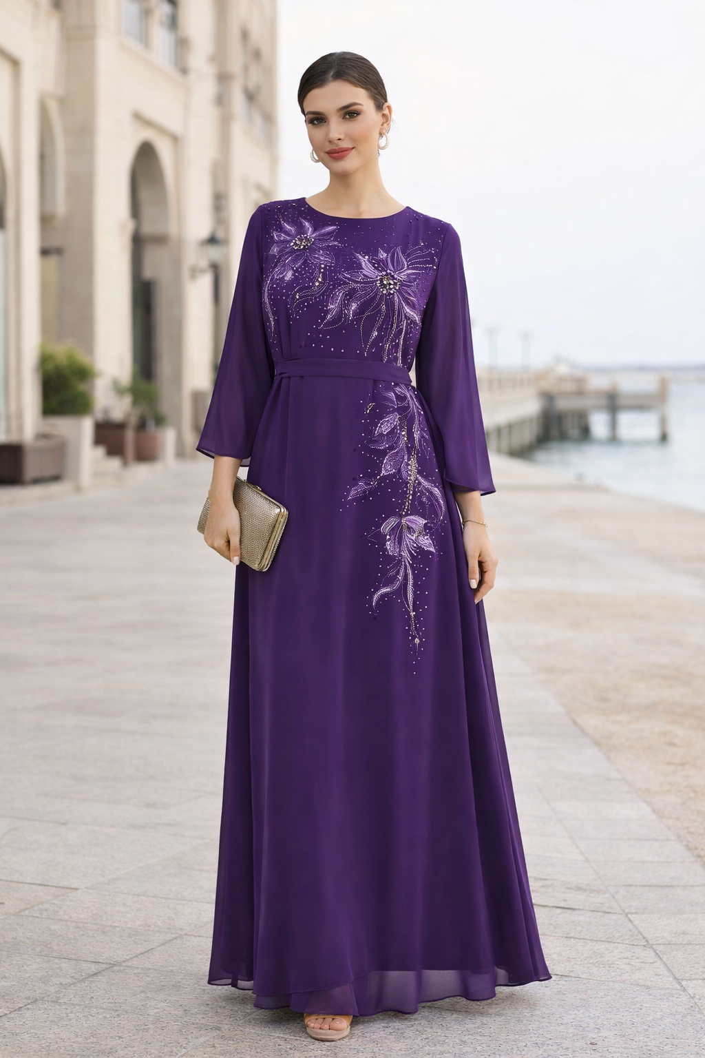 Floral Embellished Radiance Flare Gown