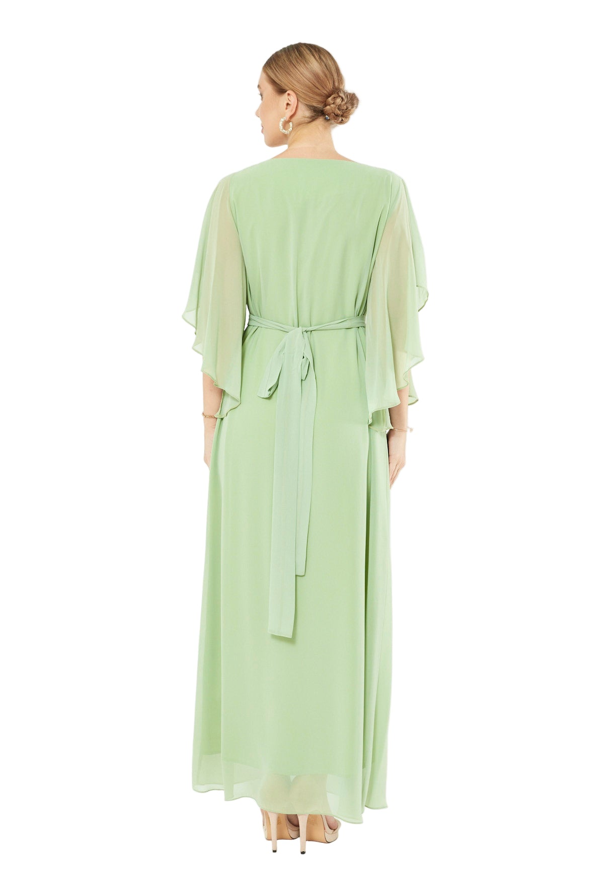 Meadow Bloom Chiffon Cape Gown