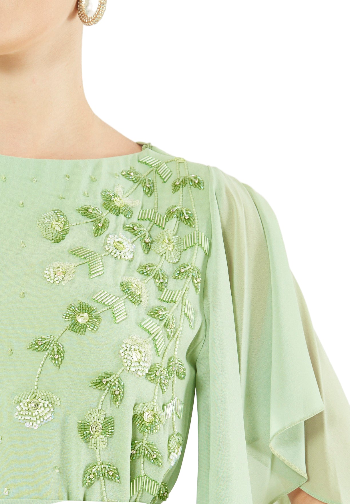Meadow Bloom Chiffon Cape Gown
