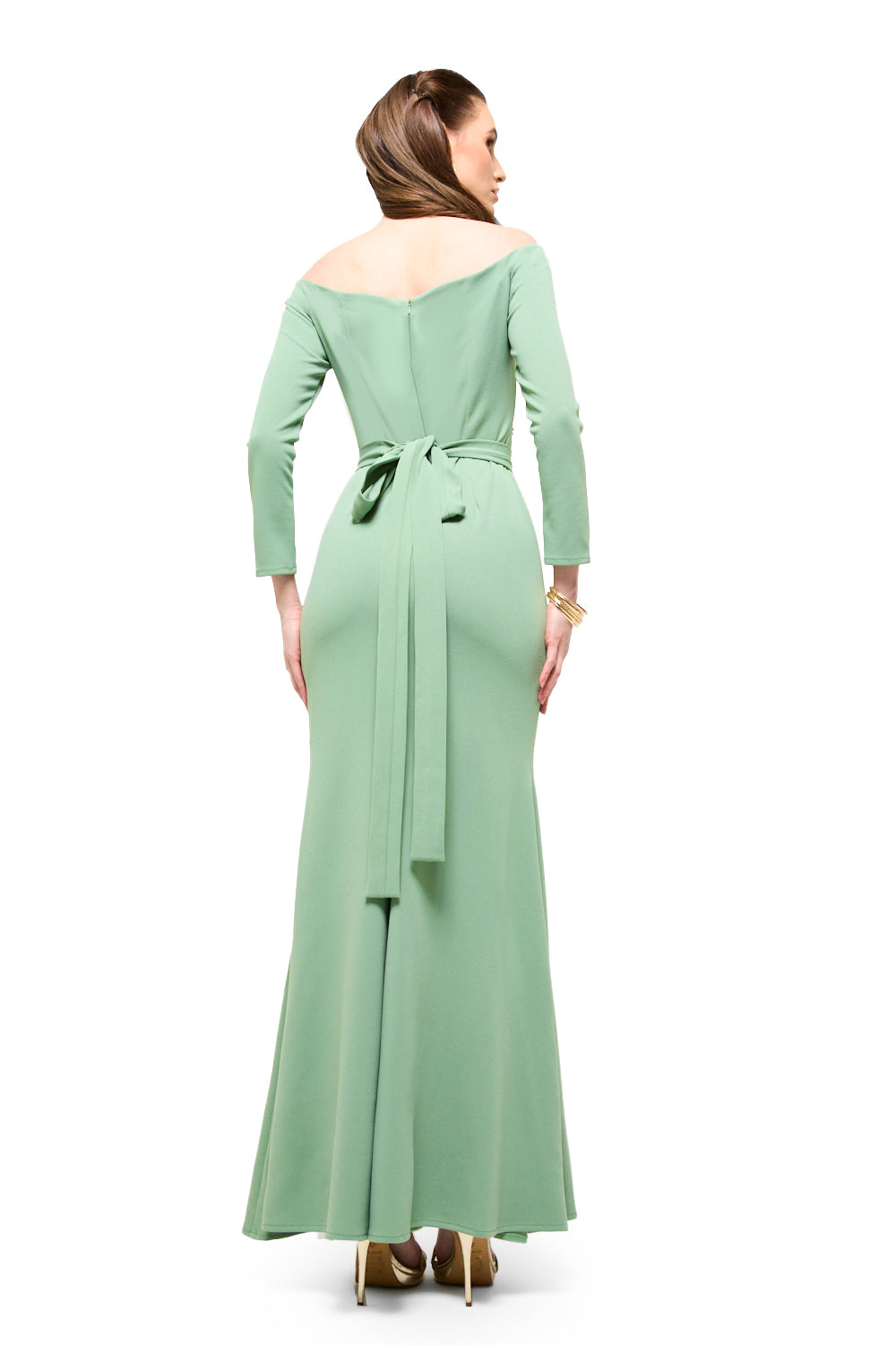 Beaded Floral Boat Neck Maxi Dress