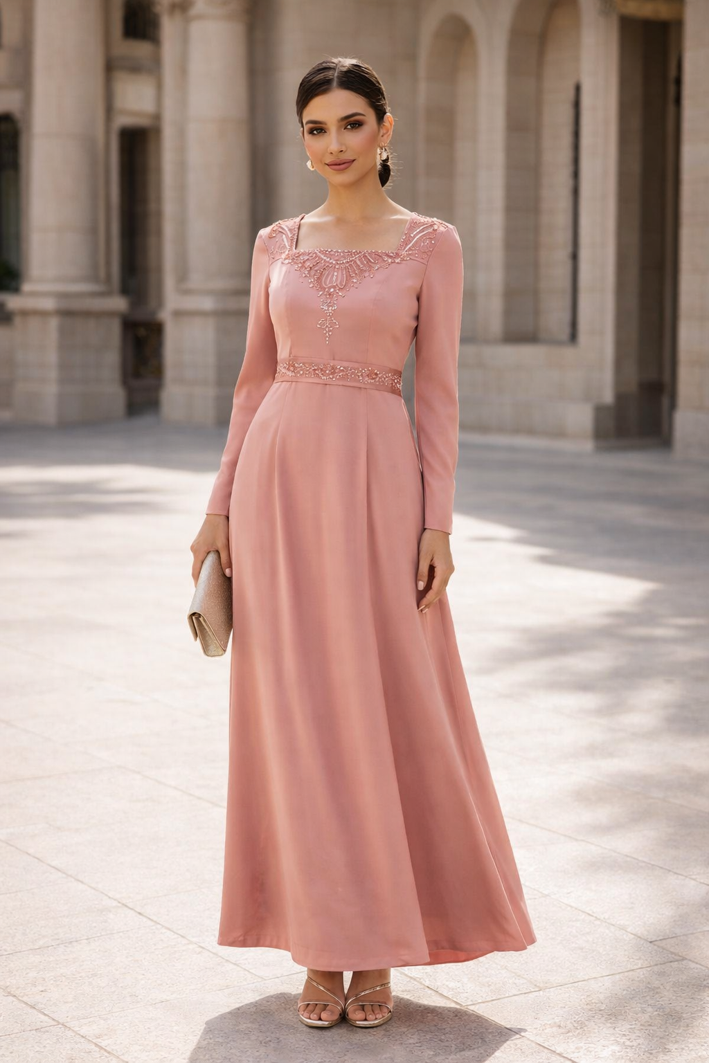 Lucienne Embellished Crepe Gown