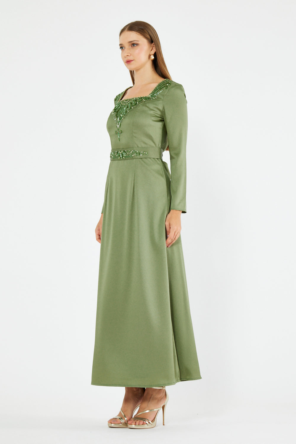 Lucienne Embellished Satin Gown