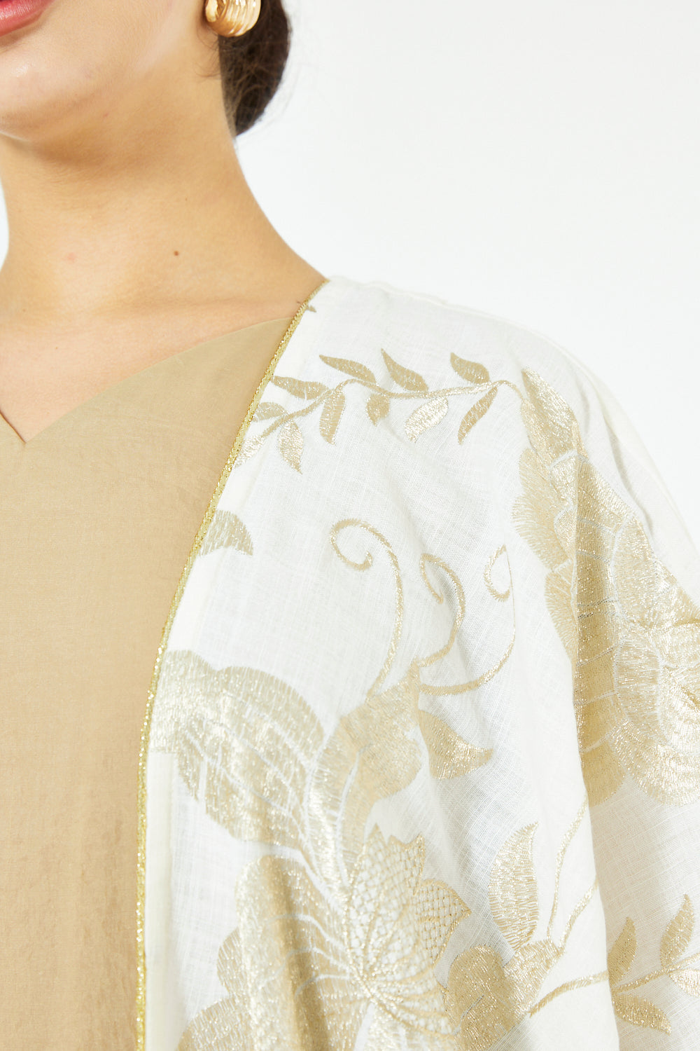 Gold Bloom Overlay Jalabiya Set