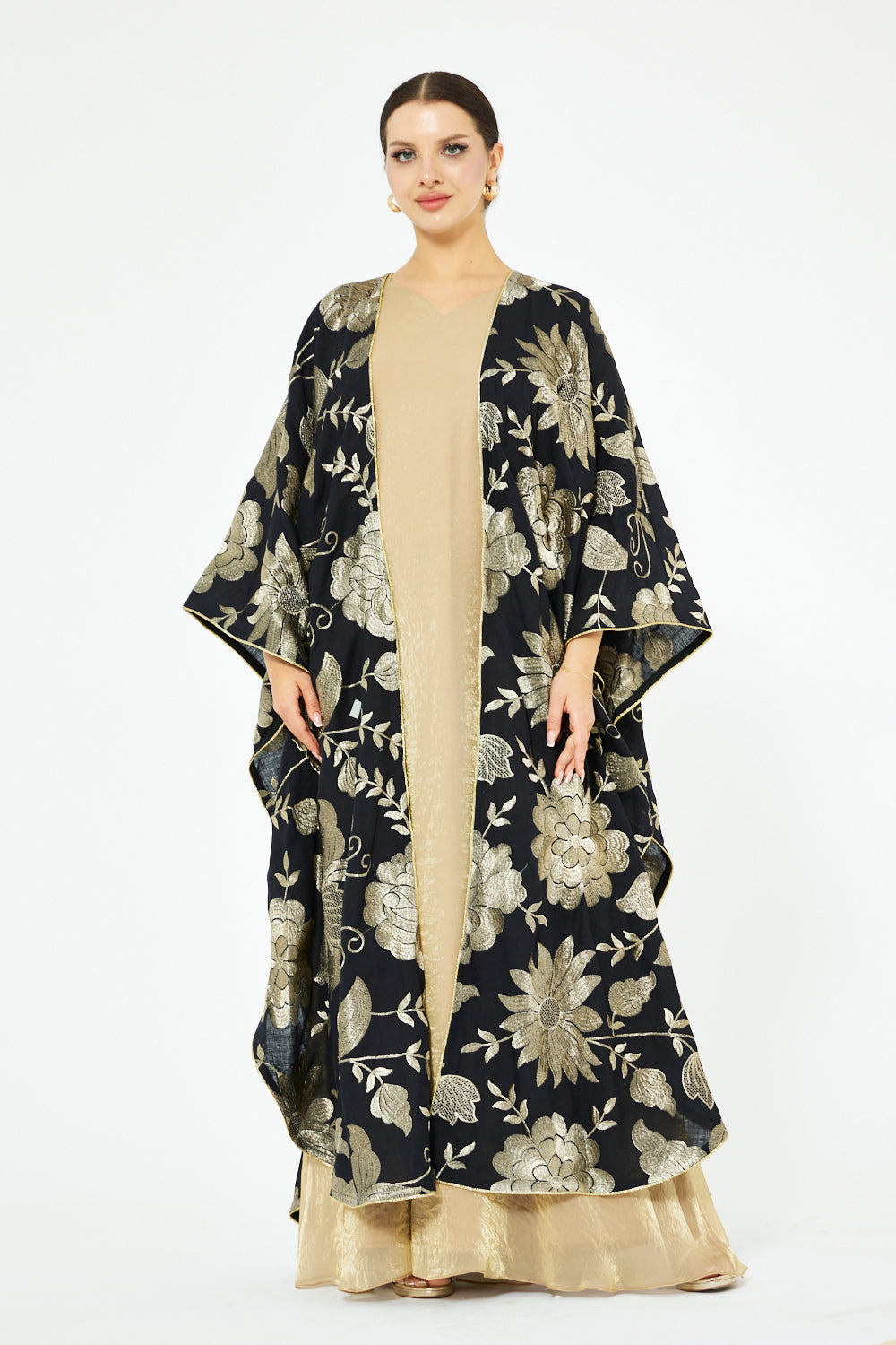 Gold Bloom Overlay Jalabiya Set