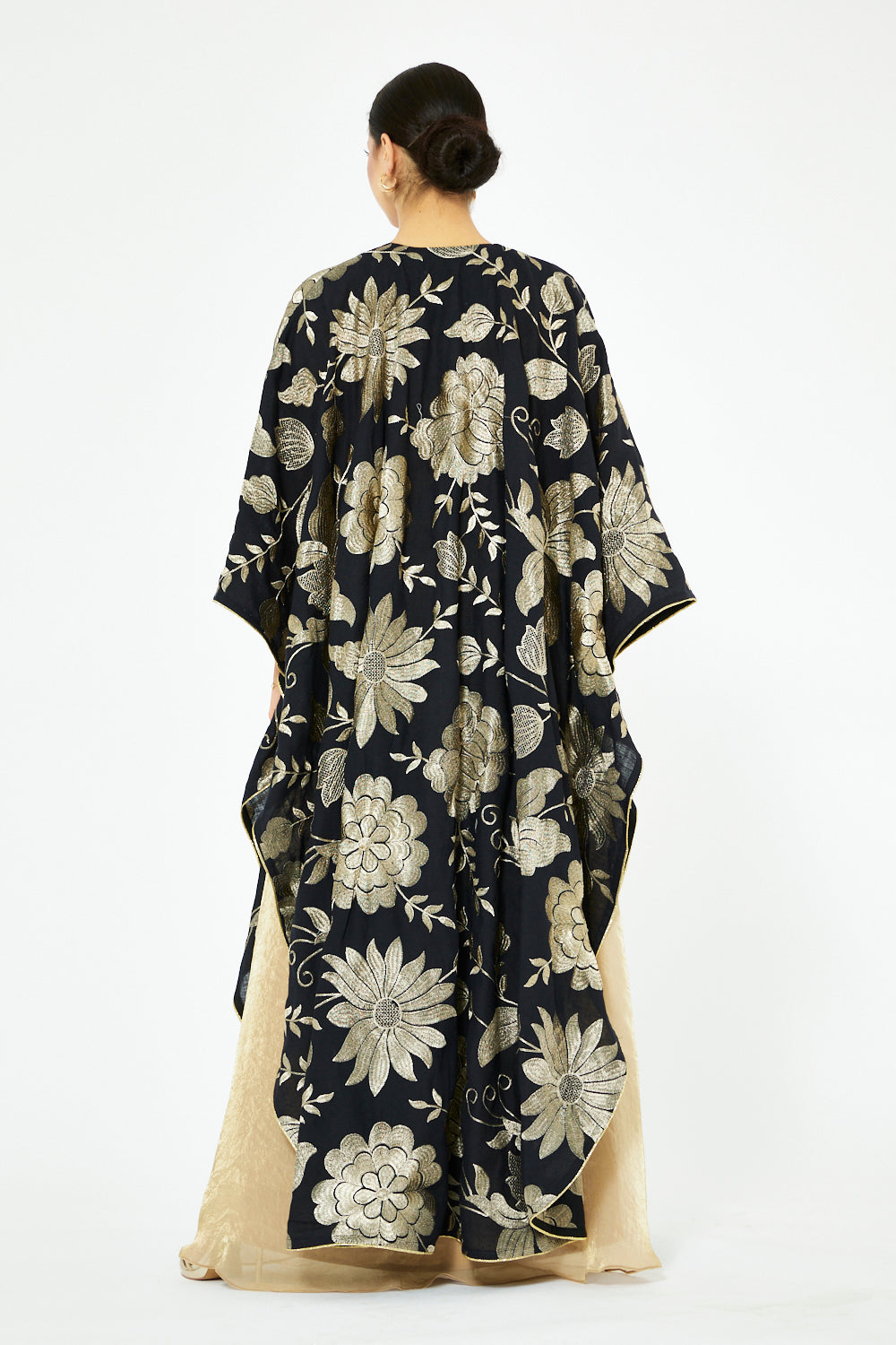 Gold Bloom Overlay Jalabiya Set