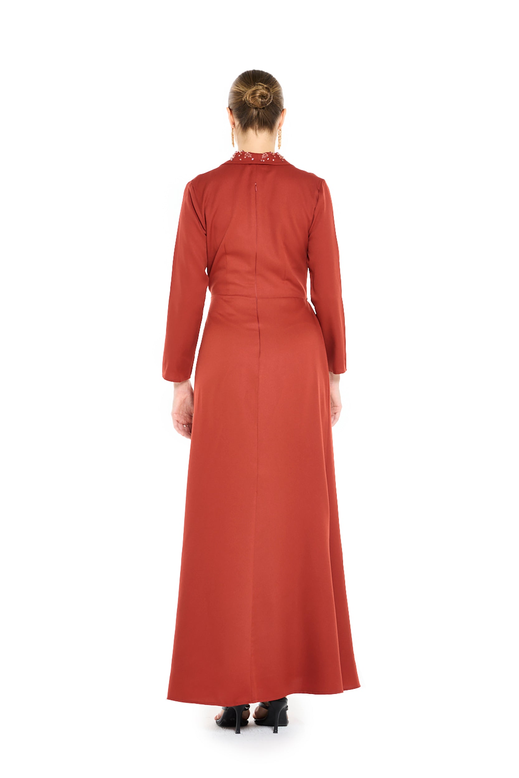 Embellished Wrap-Front Gown with Draped Waist Detail