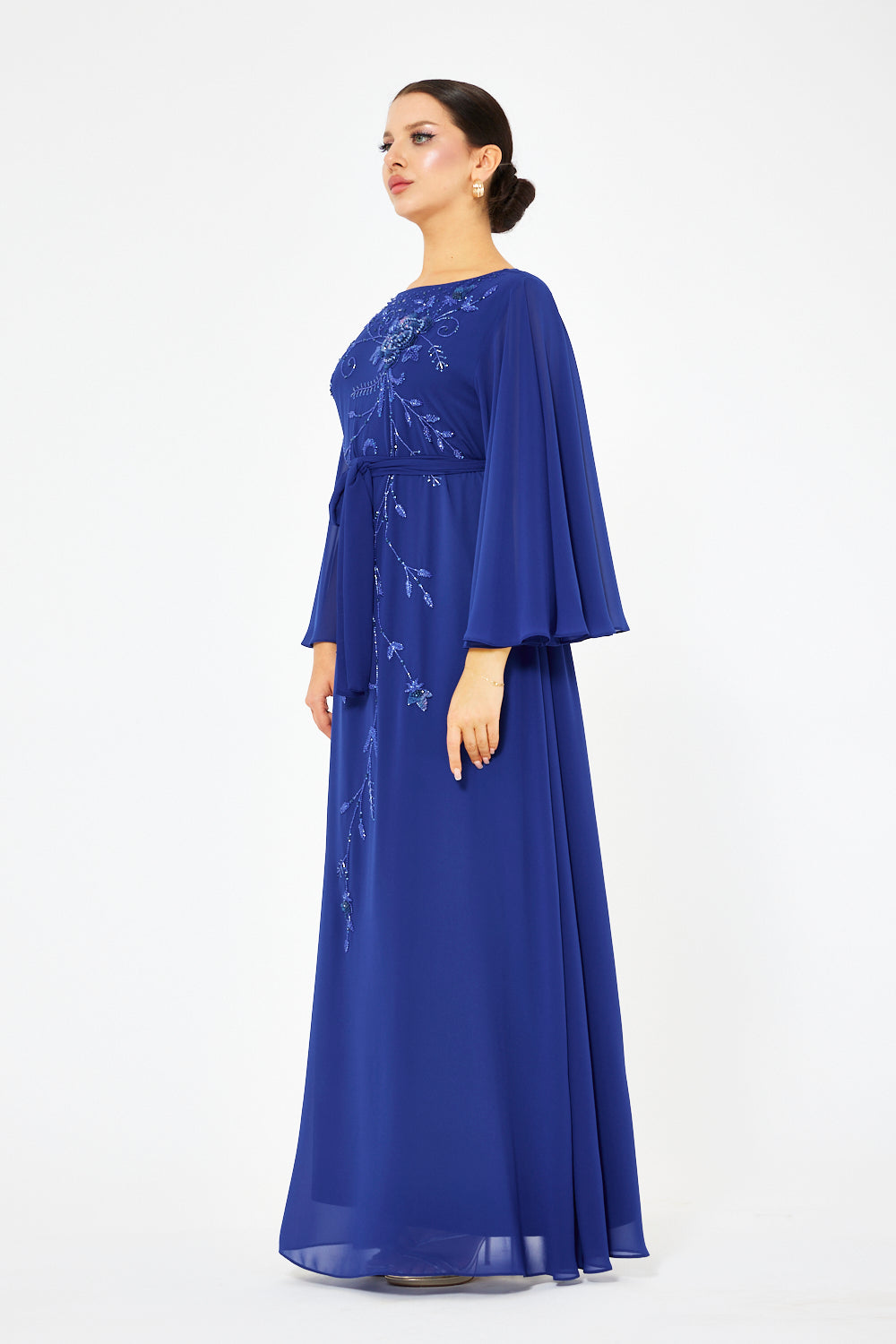 Rosevine Embroidered Tie-Waist Gown