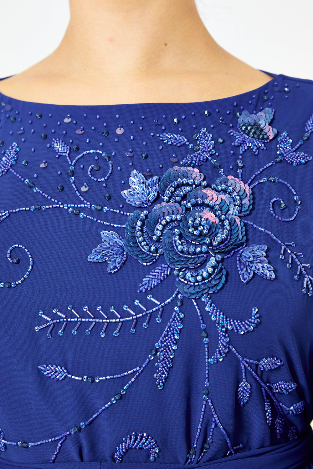 Rosevine Embroidered Tie-Waist Gown