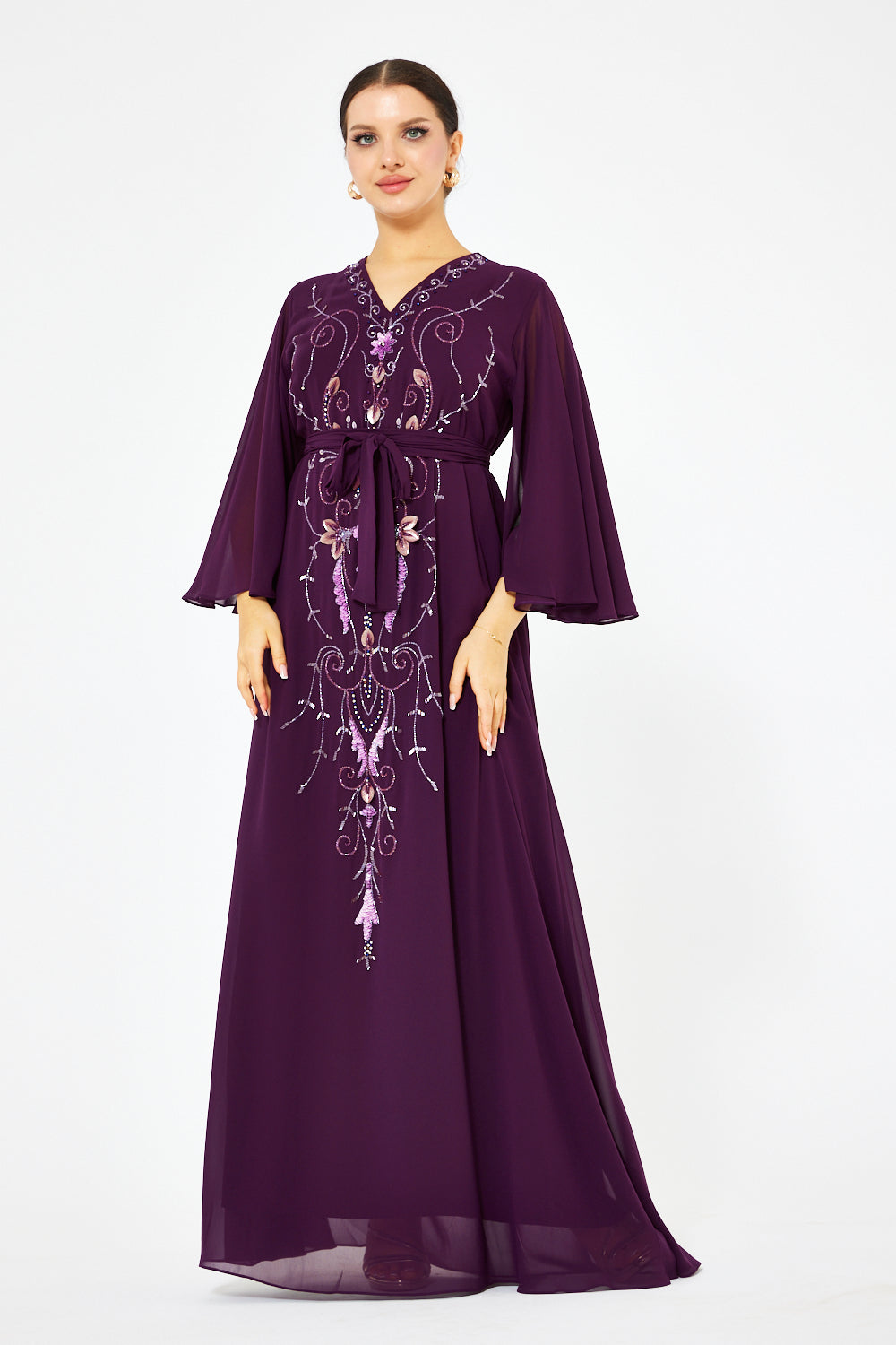 Blush Petal Embellished Cape Gown