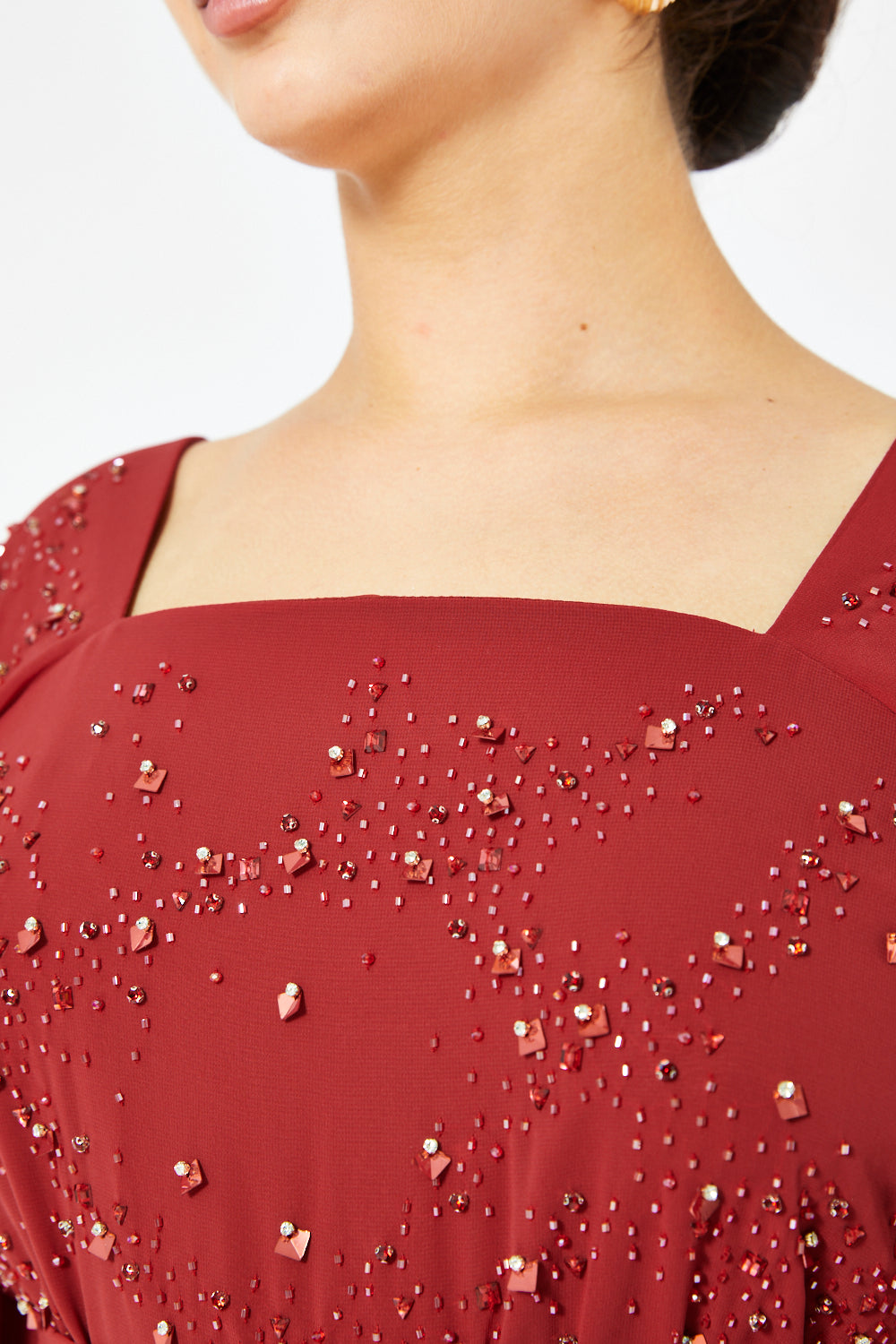 Crystal Scatter Cape Sleeve Gown