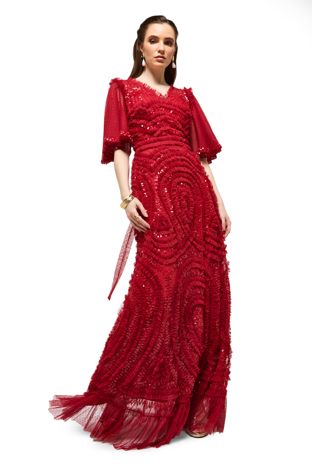 Textured Sequin Swirl Maxi Dress