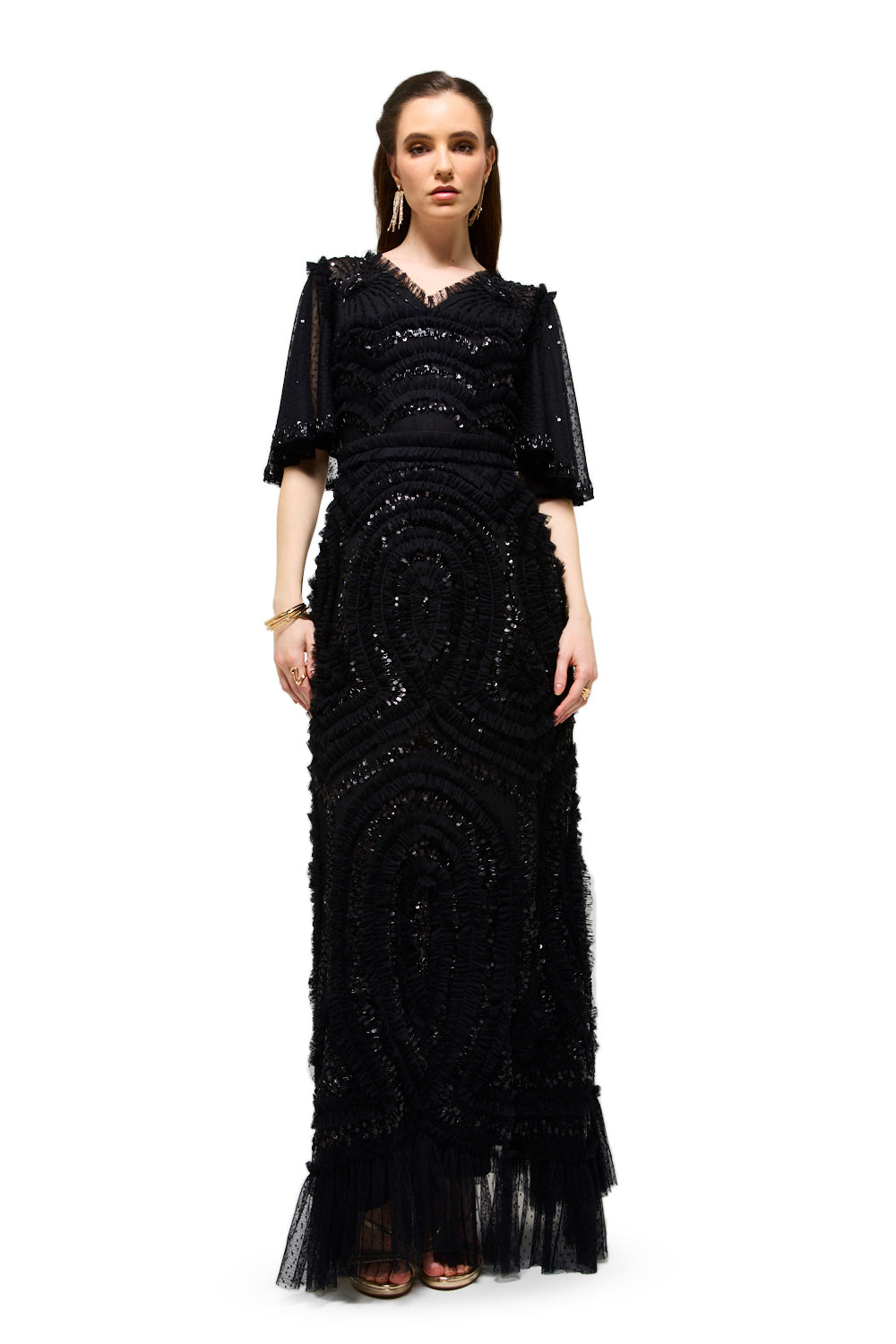 Textured Sequin Swirl Maxi Dress