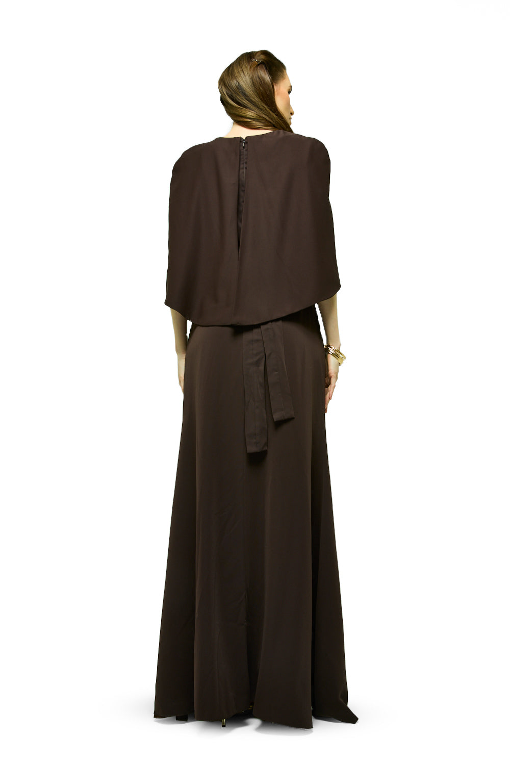 Embellished Shoulder Cape Maxi Dress