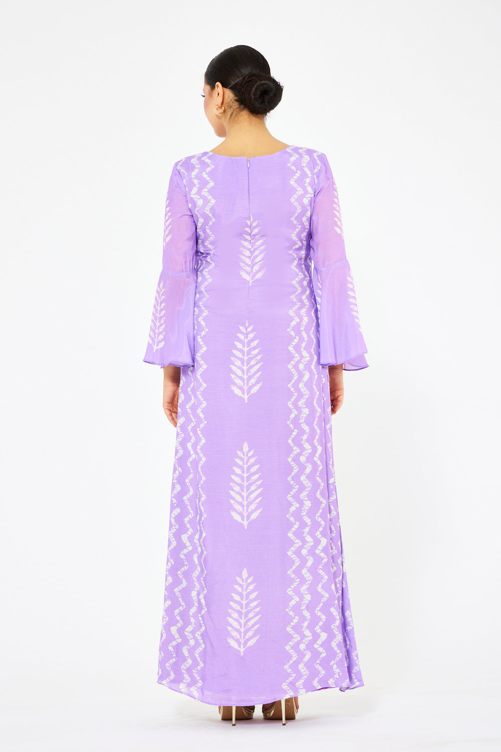 Leaf Motif Embroidered A-Line Dress