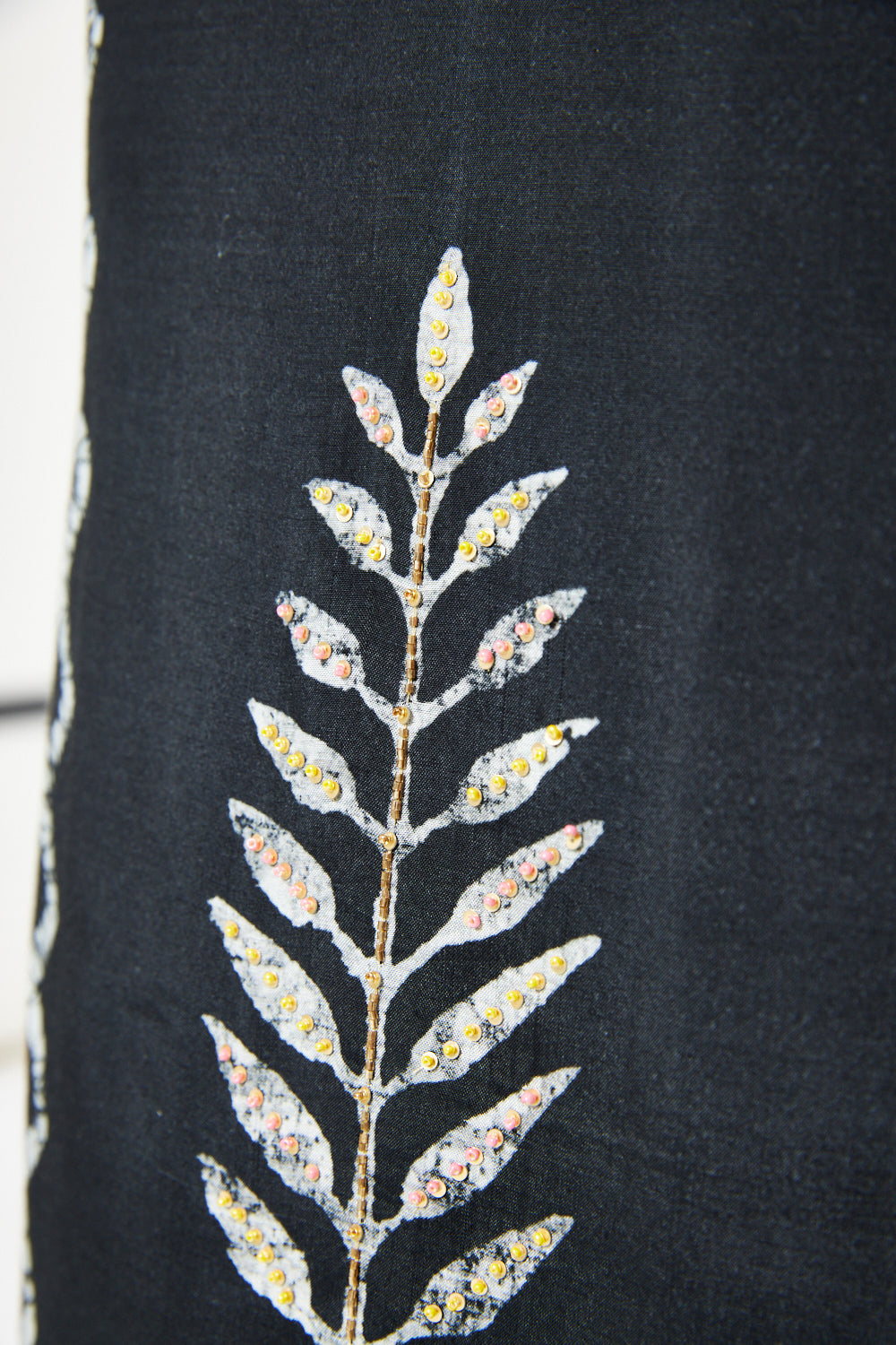 Leaf Motif Embroidered A-Line Dress