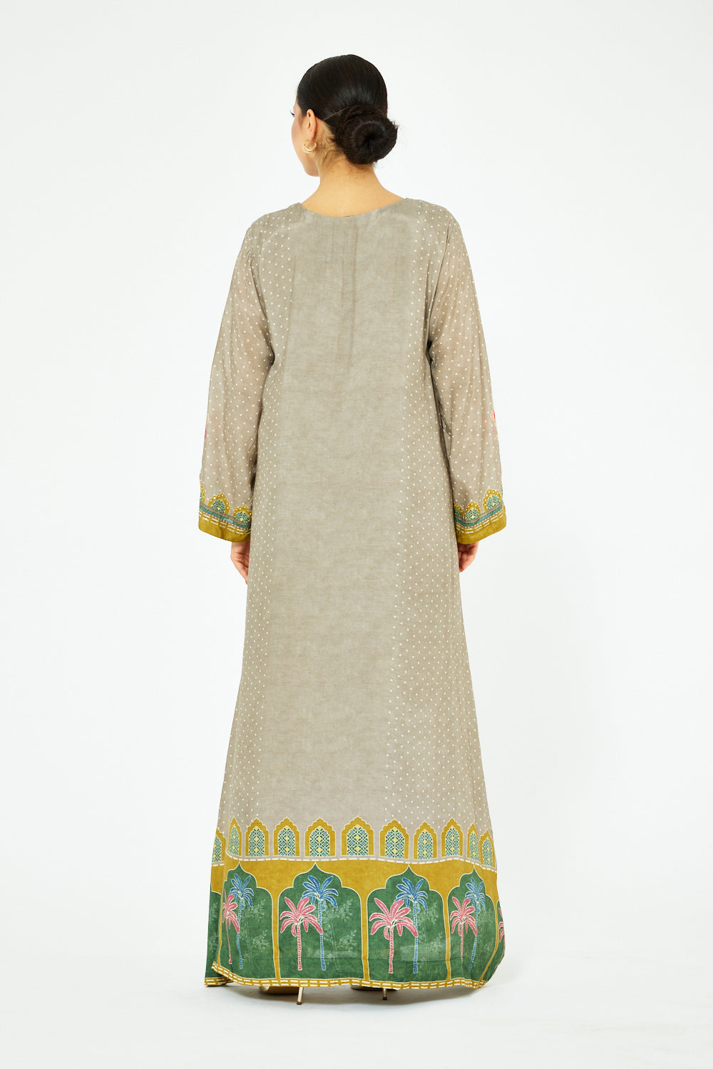Palm Border Embroidered Dress