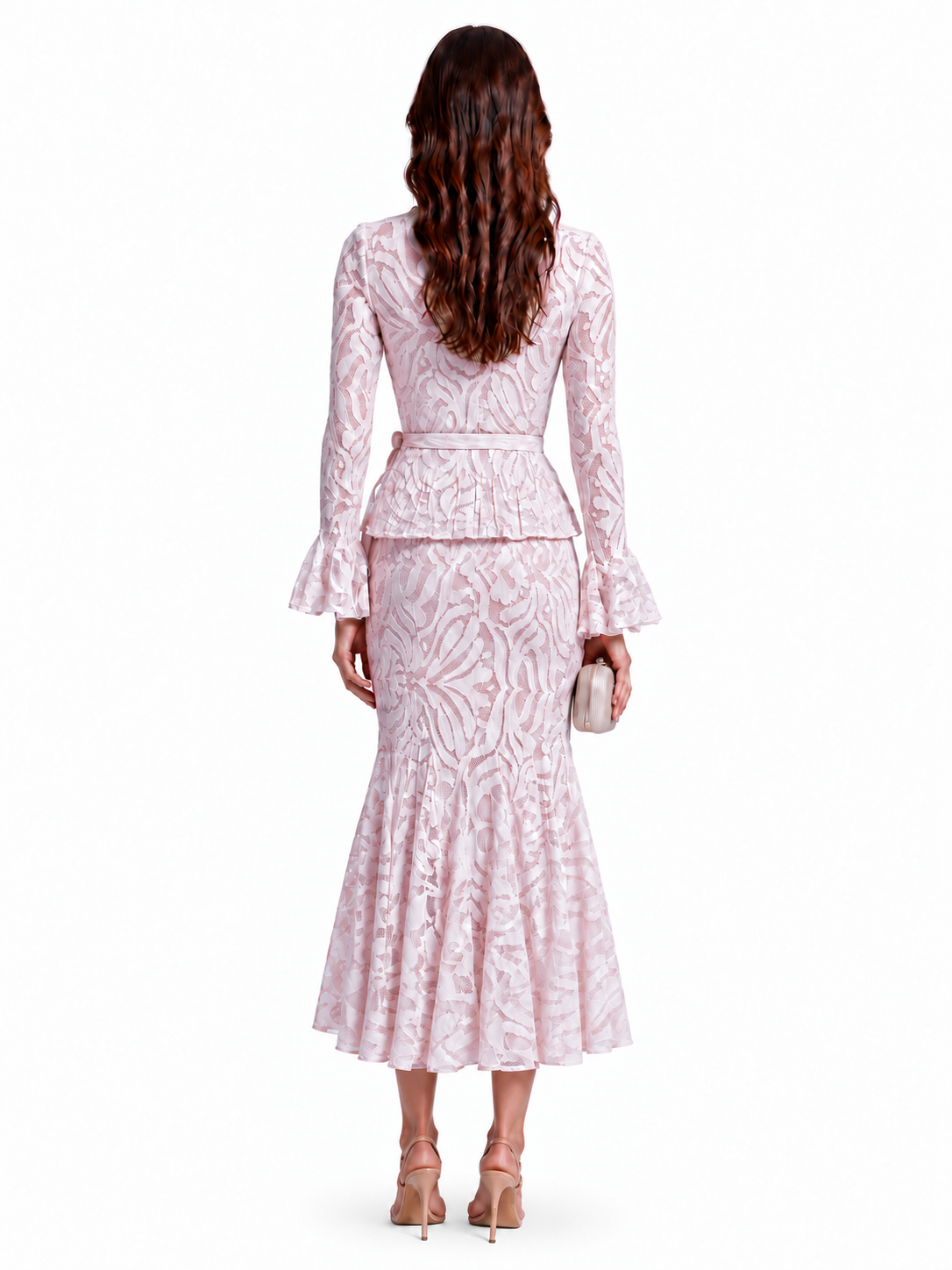 "Elara" Lace V-Neck Peplum Set