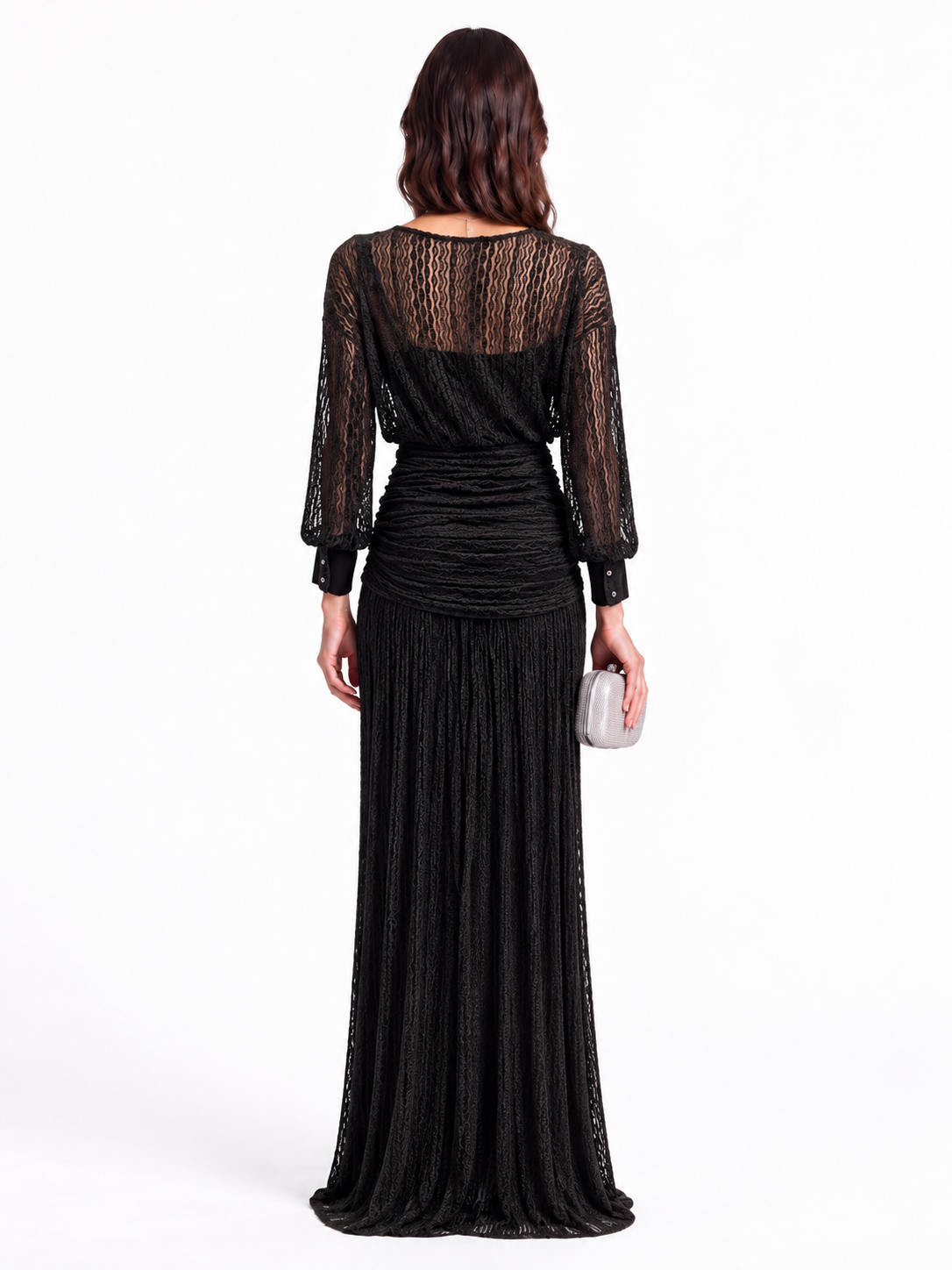 "Elara" Celeste V-Neck Lace Wrap Maxi Dress