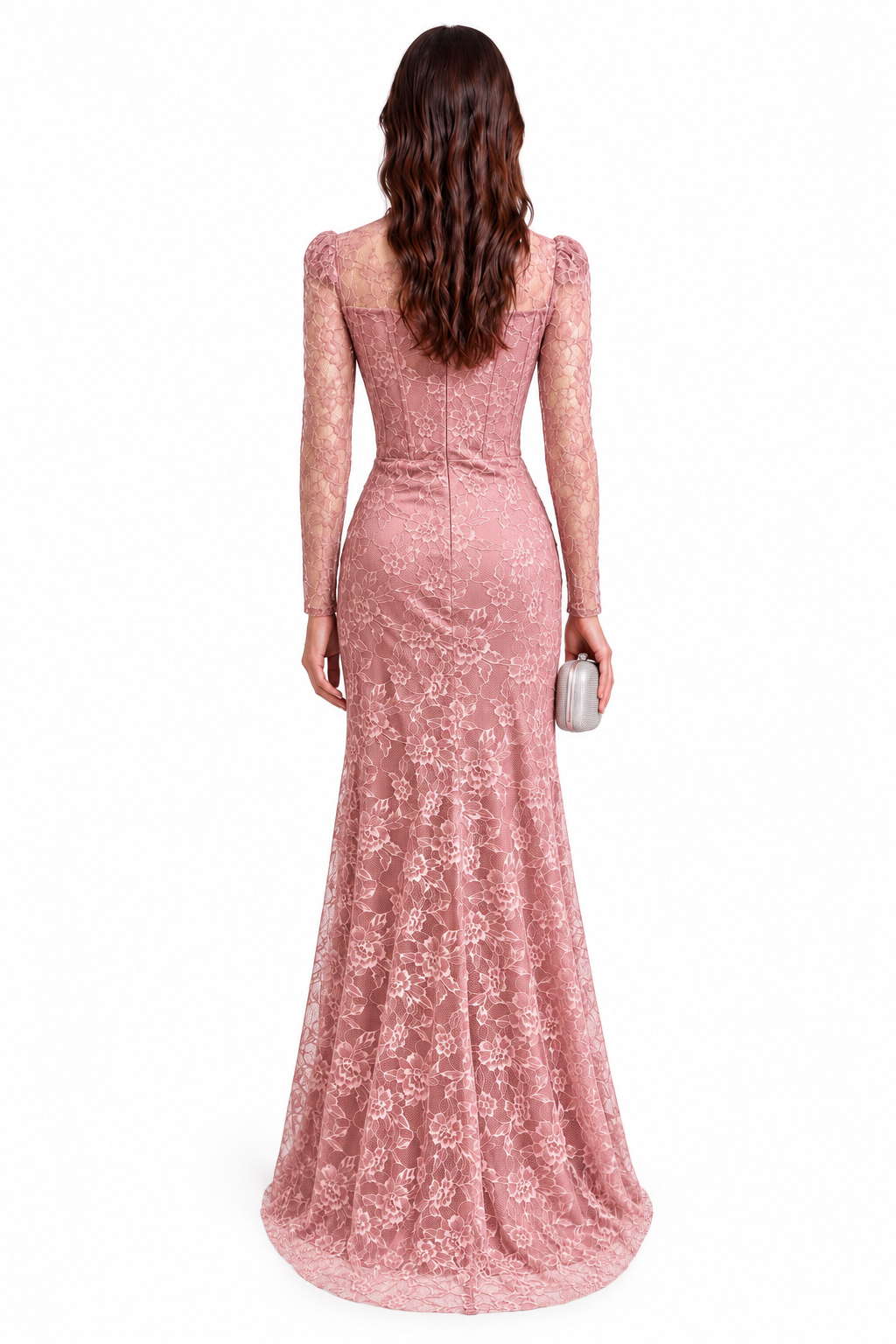 "Elara" Lace High Neck Draped Gown