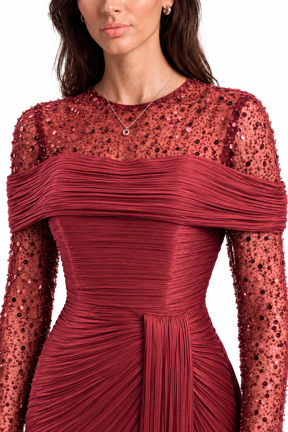 "Samira" Draped Embellished Tulle Dress