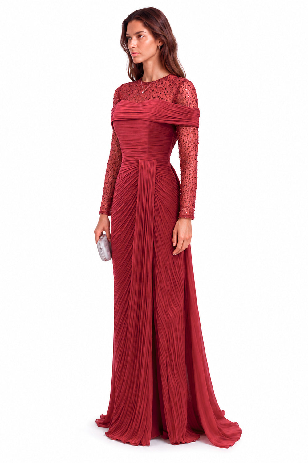 "Samira" Draped Embellished Tulle Dress