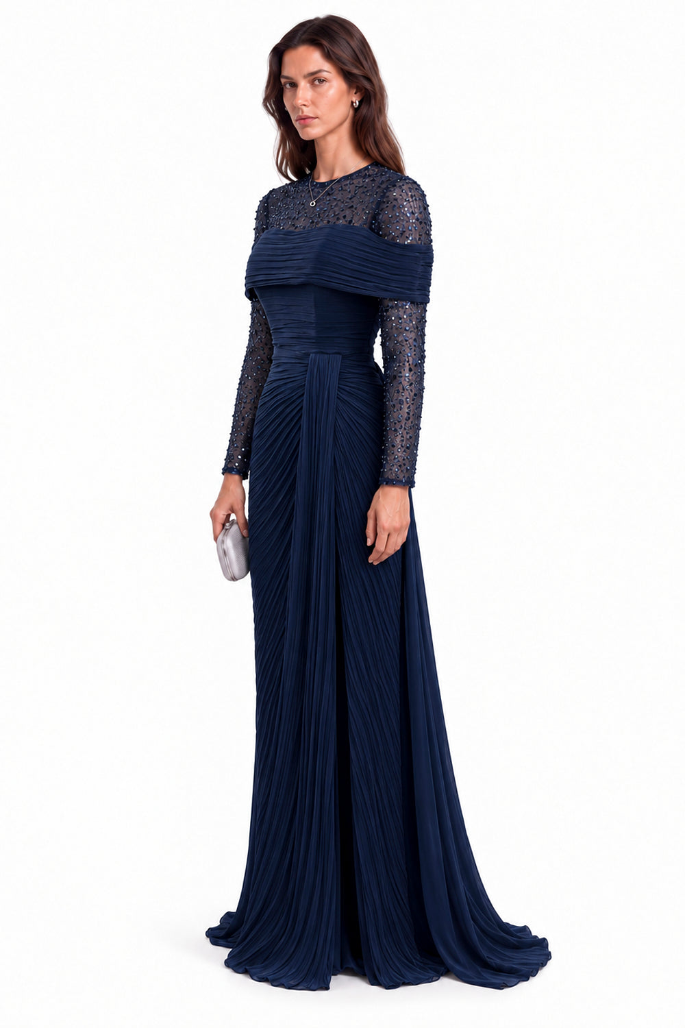 "Samira" Draped Embellished Tulle Dress