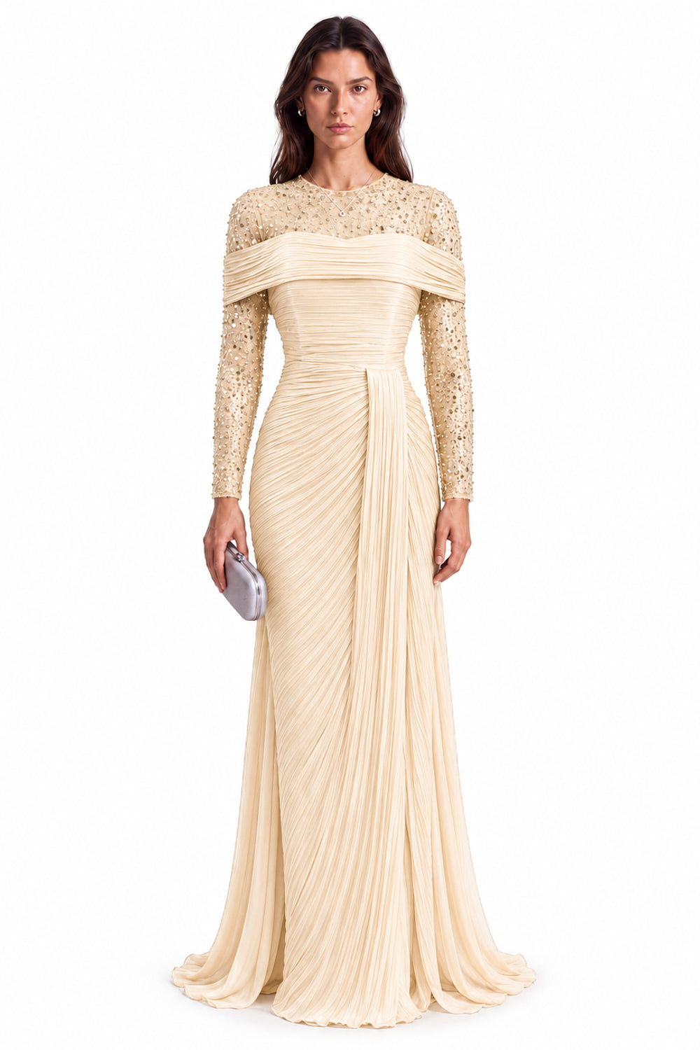 "Samira" Draped Embellished Tulle Dress