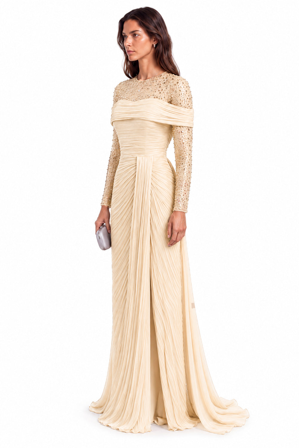 "Samira" Draped Embellished Tulle Dress
