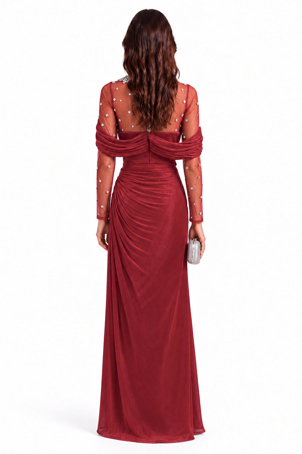"Alina" Embellished Draped Organza Dress