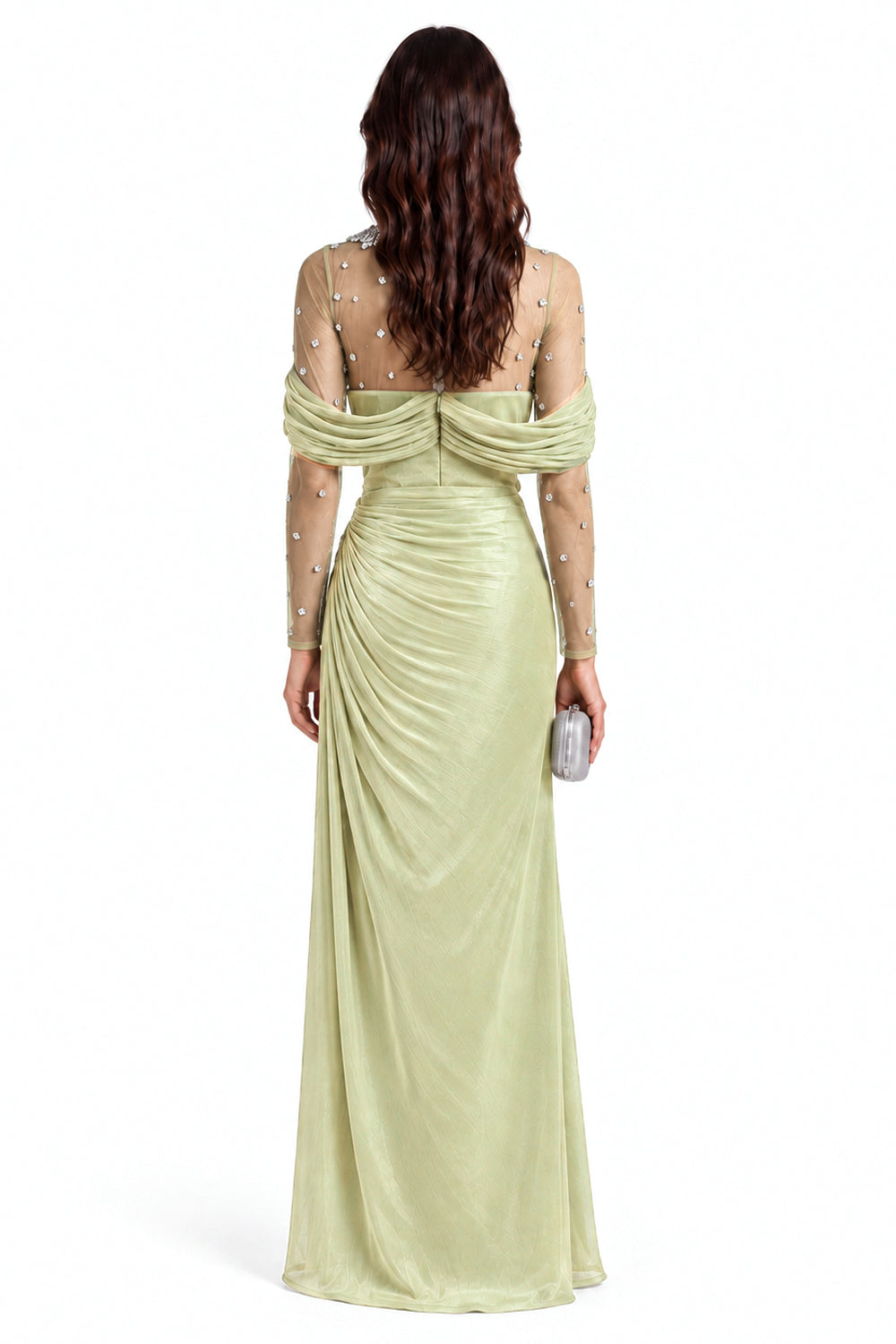 "Alina" Embellished Draped Organza Dress
