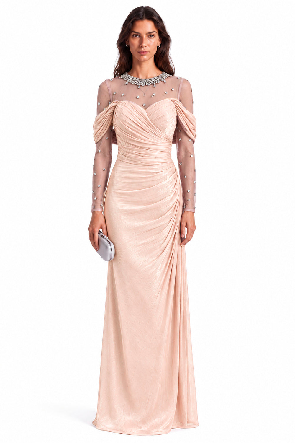"Alina" Embellished Draped Organza Dress