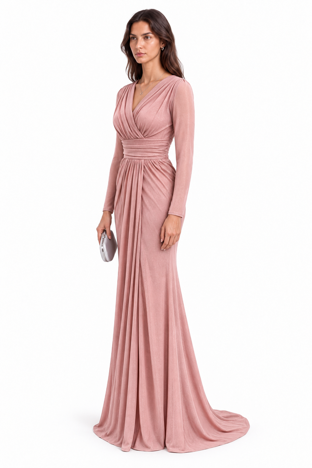 "Ayla" Wrap Draped Shimmer Dress