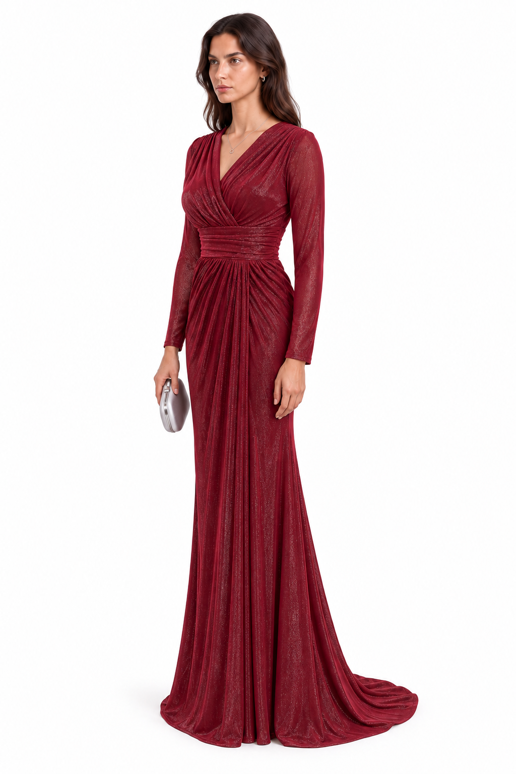 "Ayla" Wrap Draped Shimmer Dress