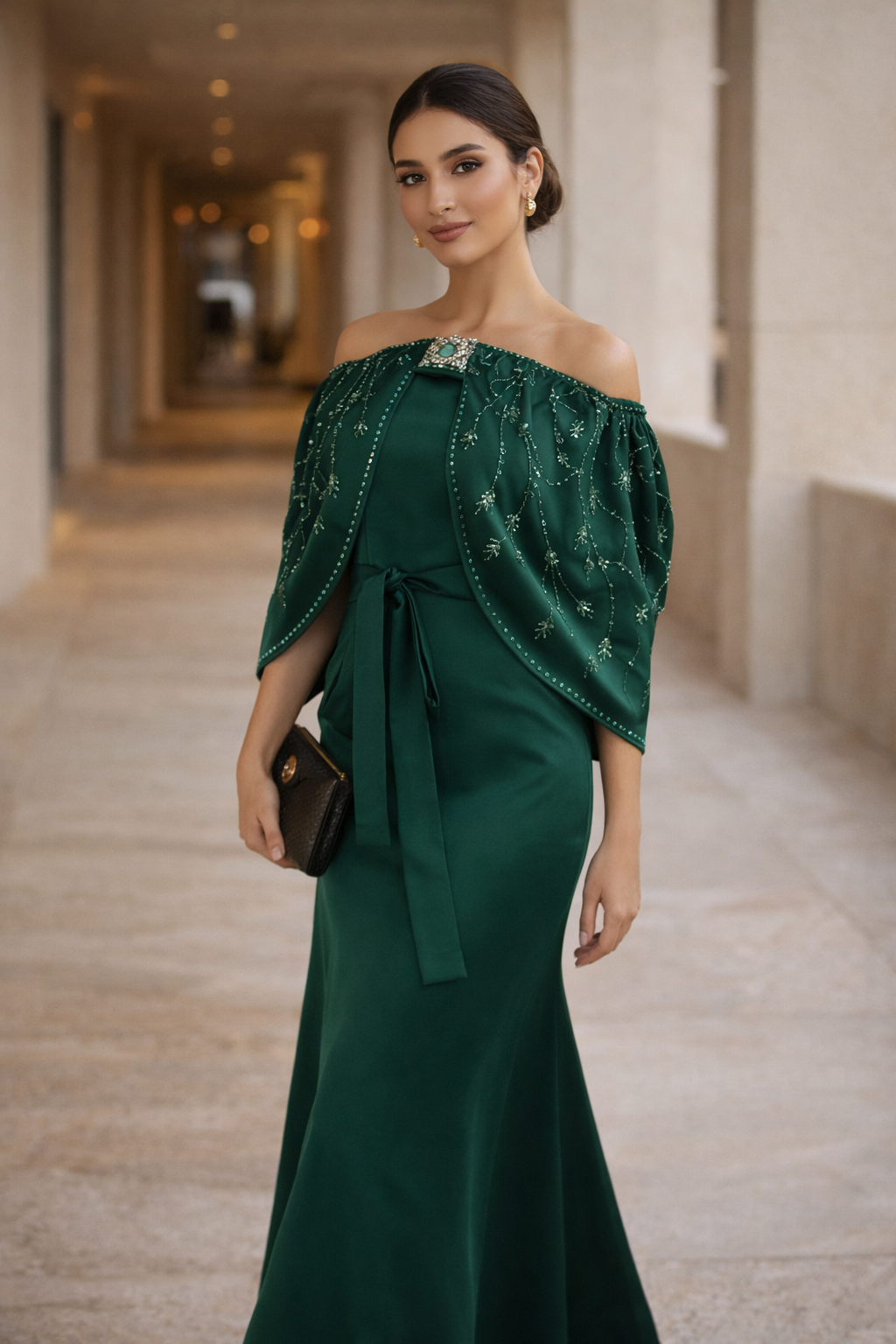 Aurora Embellished Off-Shoulder Dress