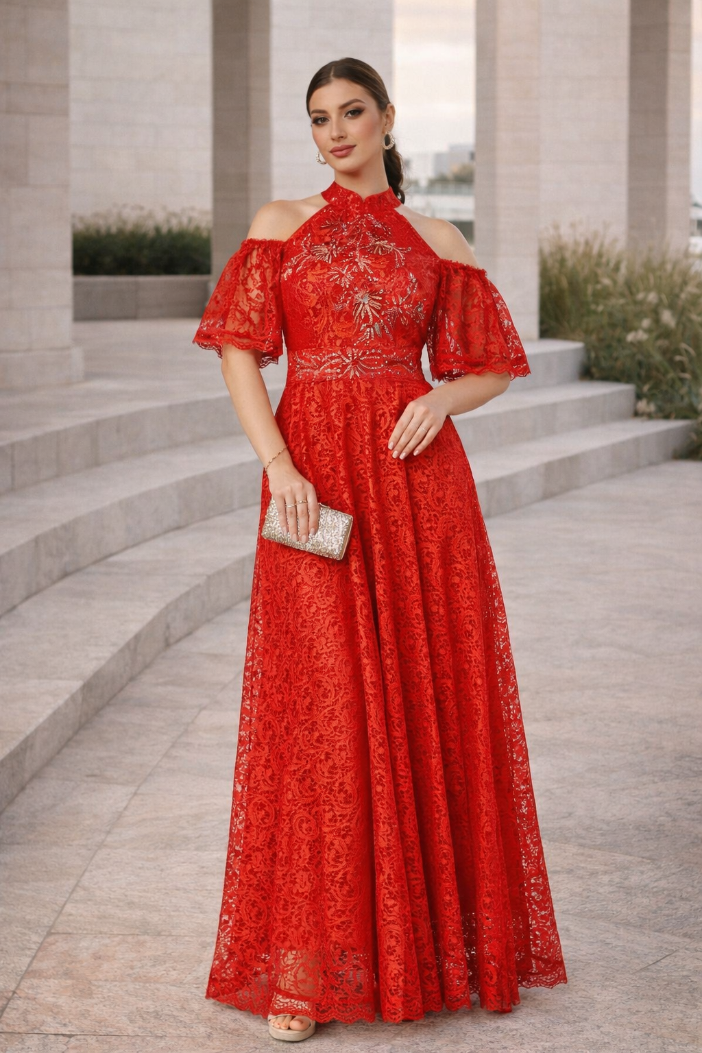 Petal Lace Embroidered Radiant Dress