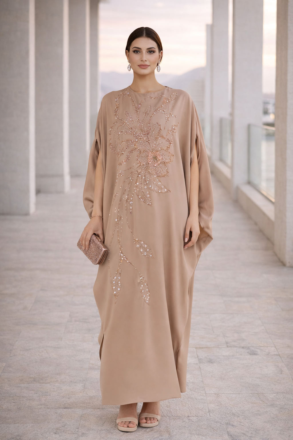 Hand-Beaded Floral Embroidered Dress