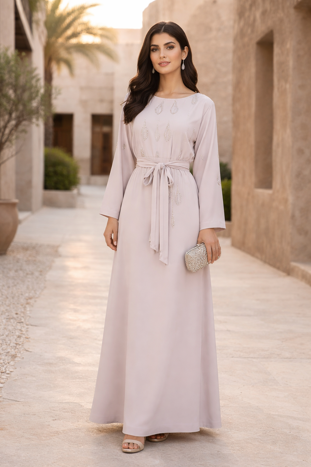 Beaded Droplet Embellished Flowy Dress