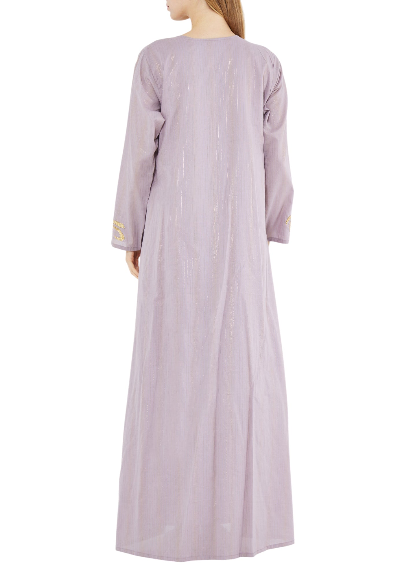 Stunning Embroidered Long Dress With V-Neckline And Long Sleeves