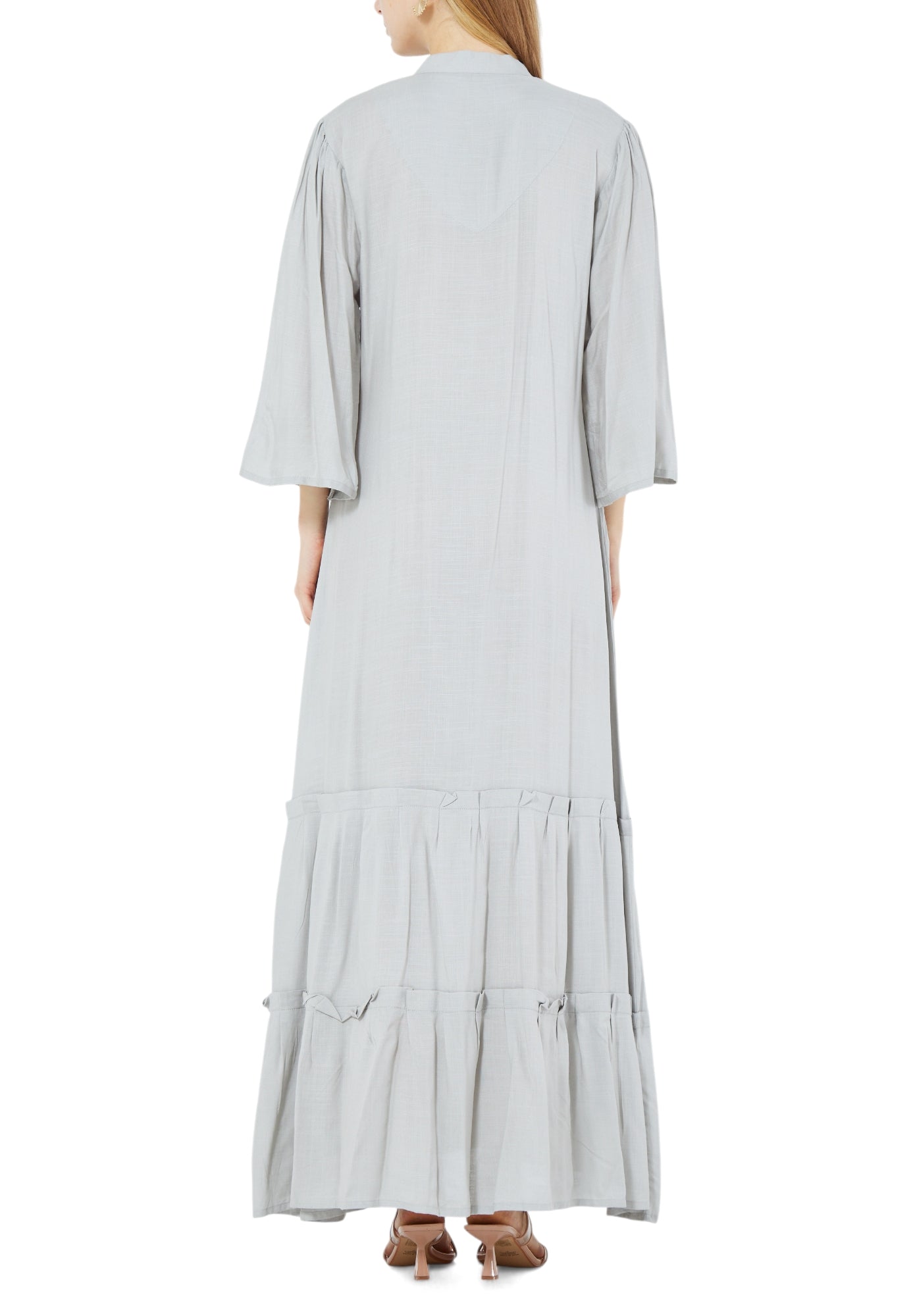 Stunning Embroidered Long Frilled Dress