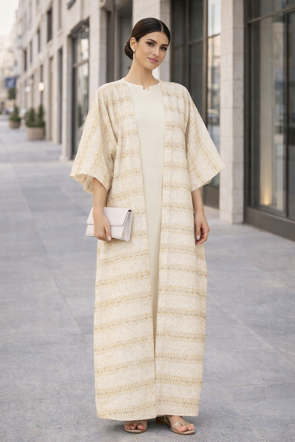 Beautiful Loose fit Jalabya With Round Neckline And Half Sleeves