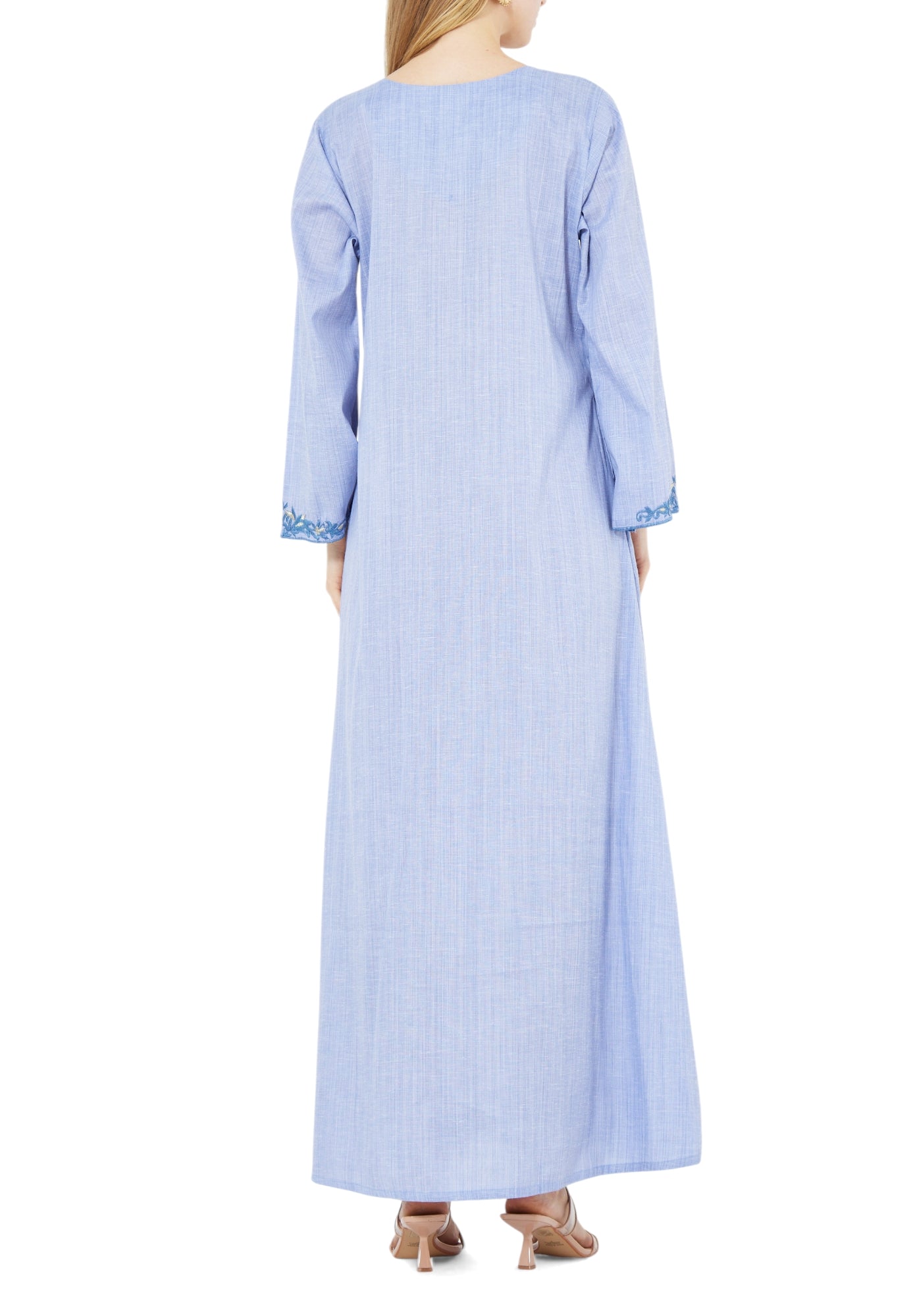 Beautiful Embroidered Long dress with Round Neckline And Bell Sleeves