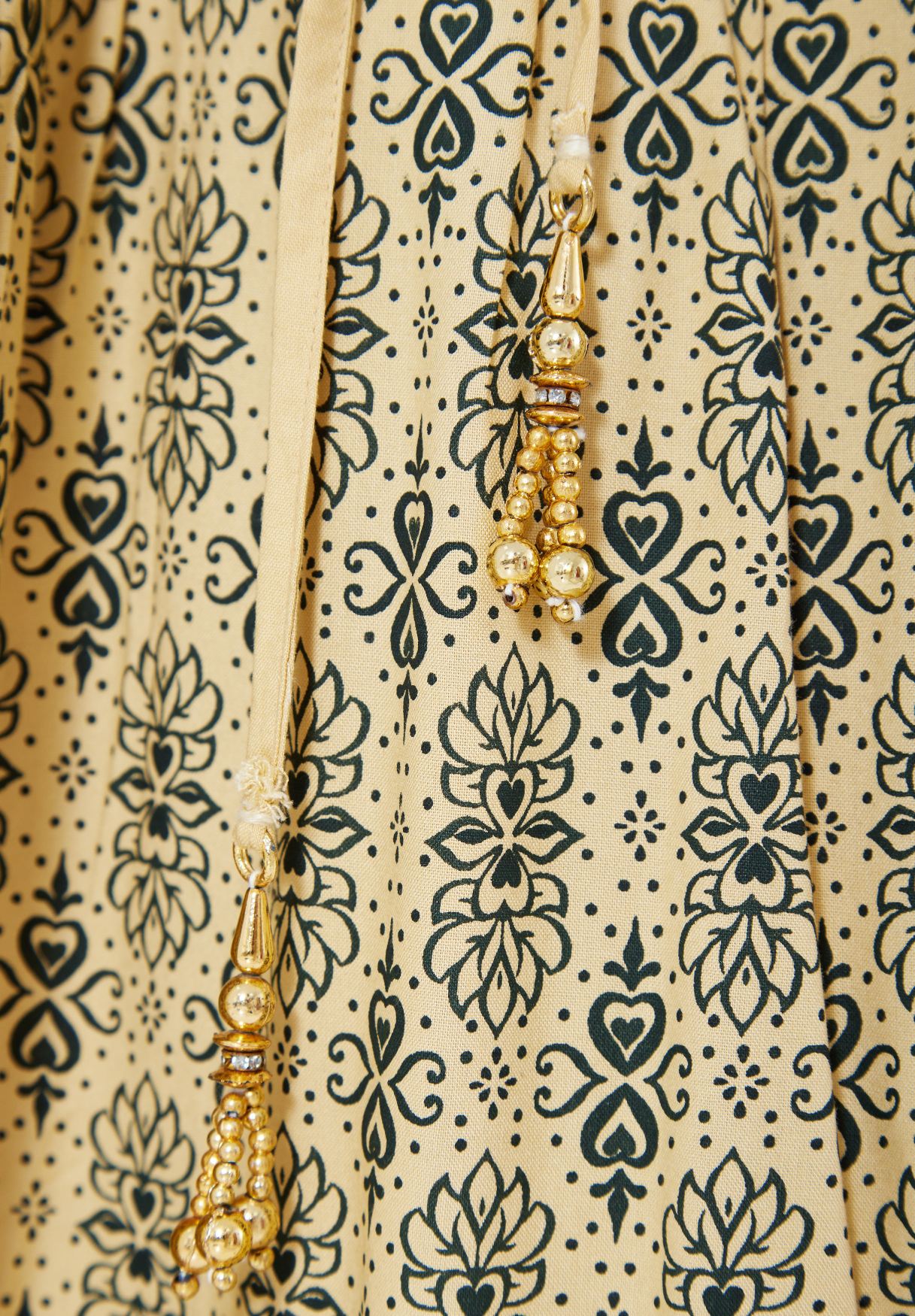 Beautiful Printed Long Dress With Embroidery Details And Round Neckline With Bell Sleeves