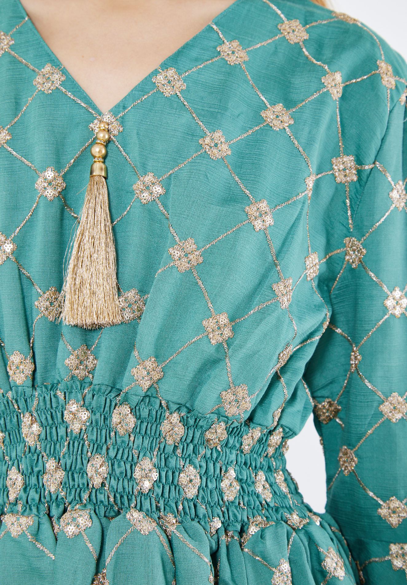 Beautiful Embroidered Taffeta Midi Dress