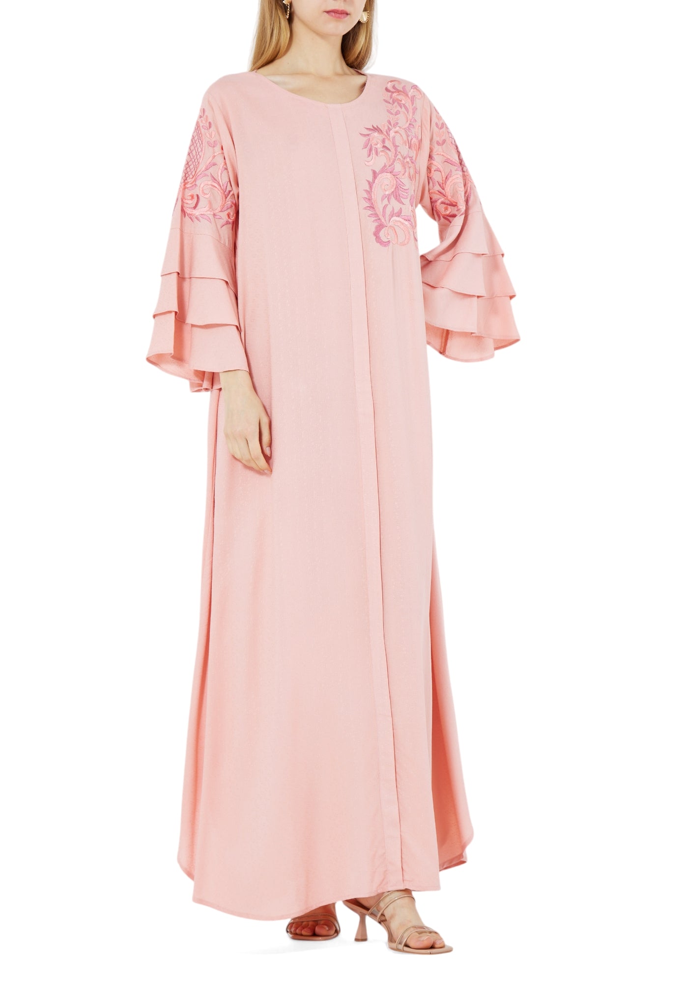 Beautiful Embroidered Long Crepe Dress