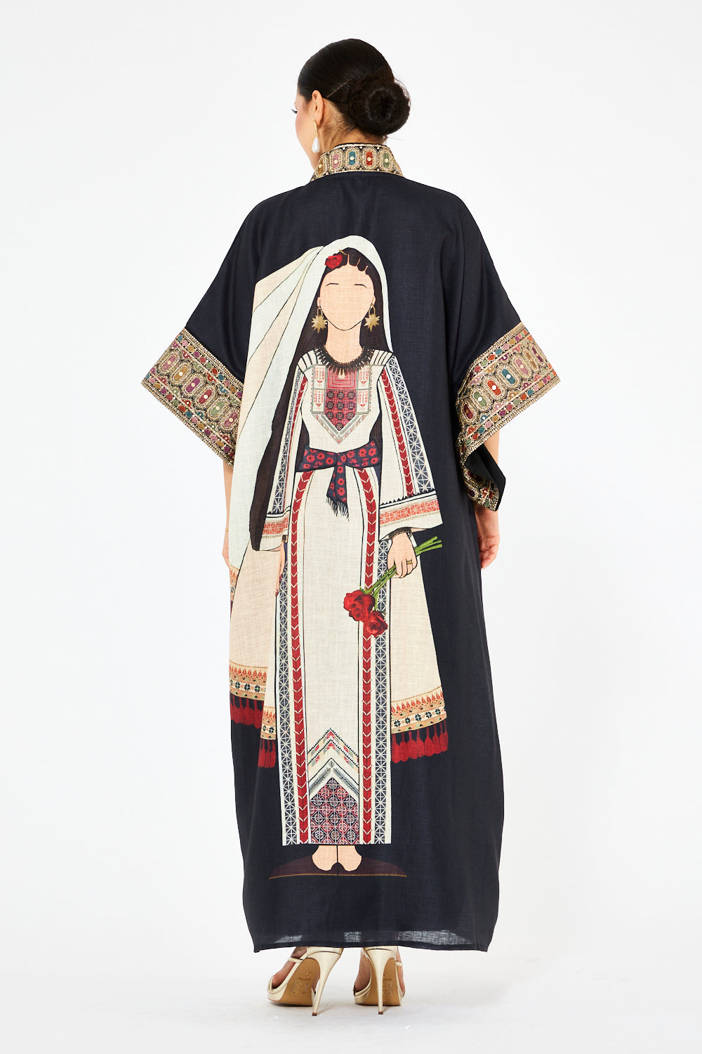 Embellished Trim Kaftan with Statement Back Detailing